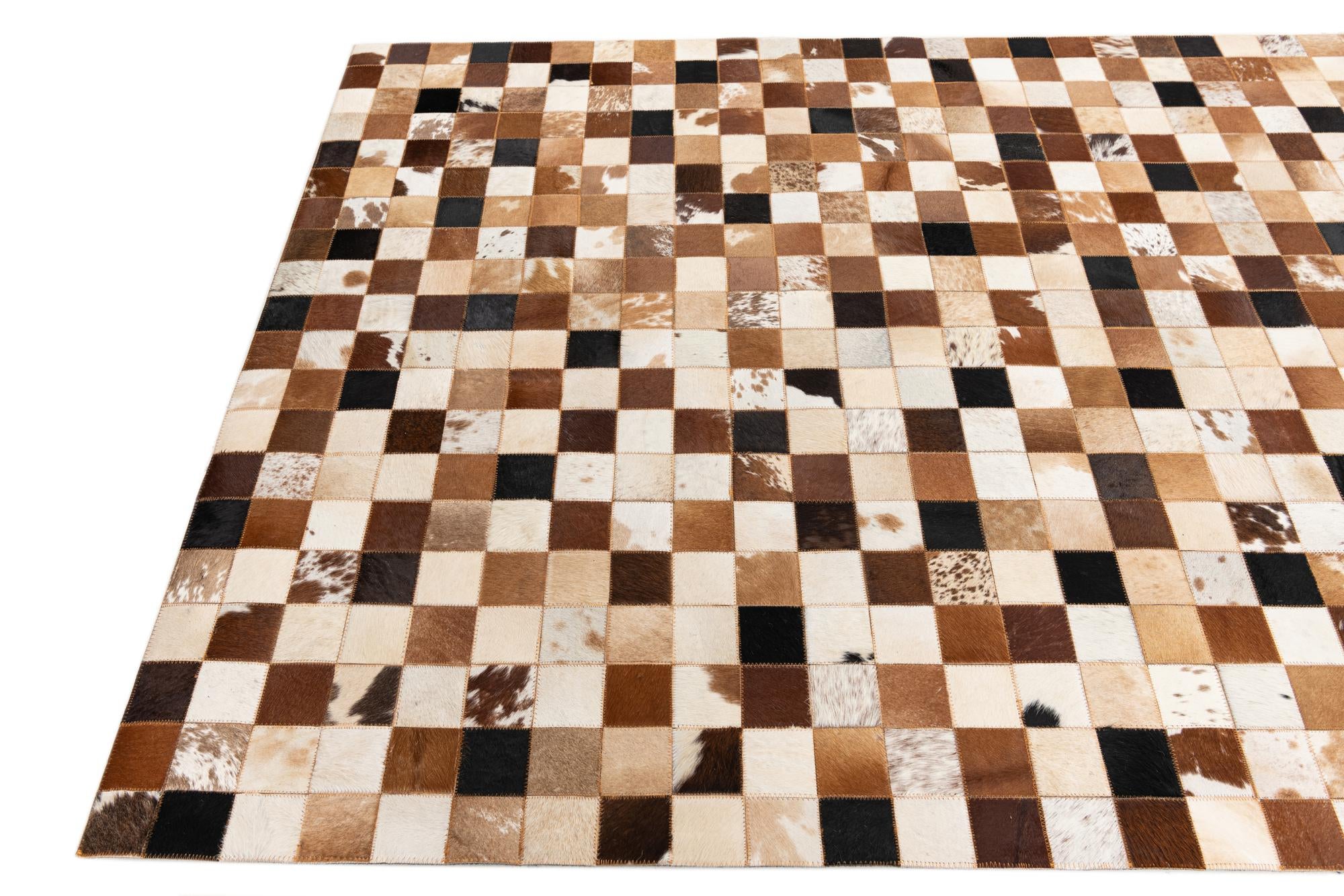 5' 1 x 8' Cowhide Leather Rug