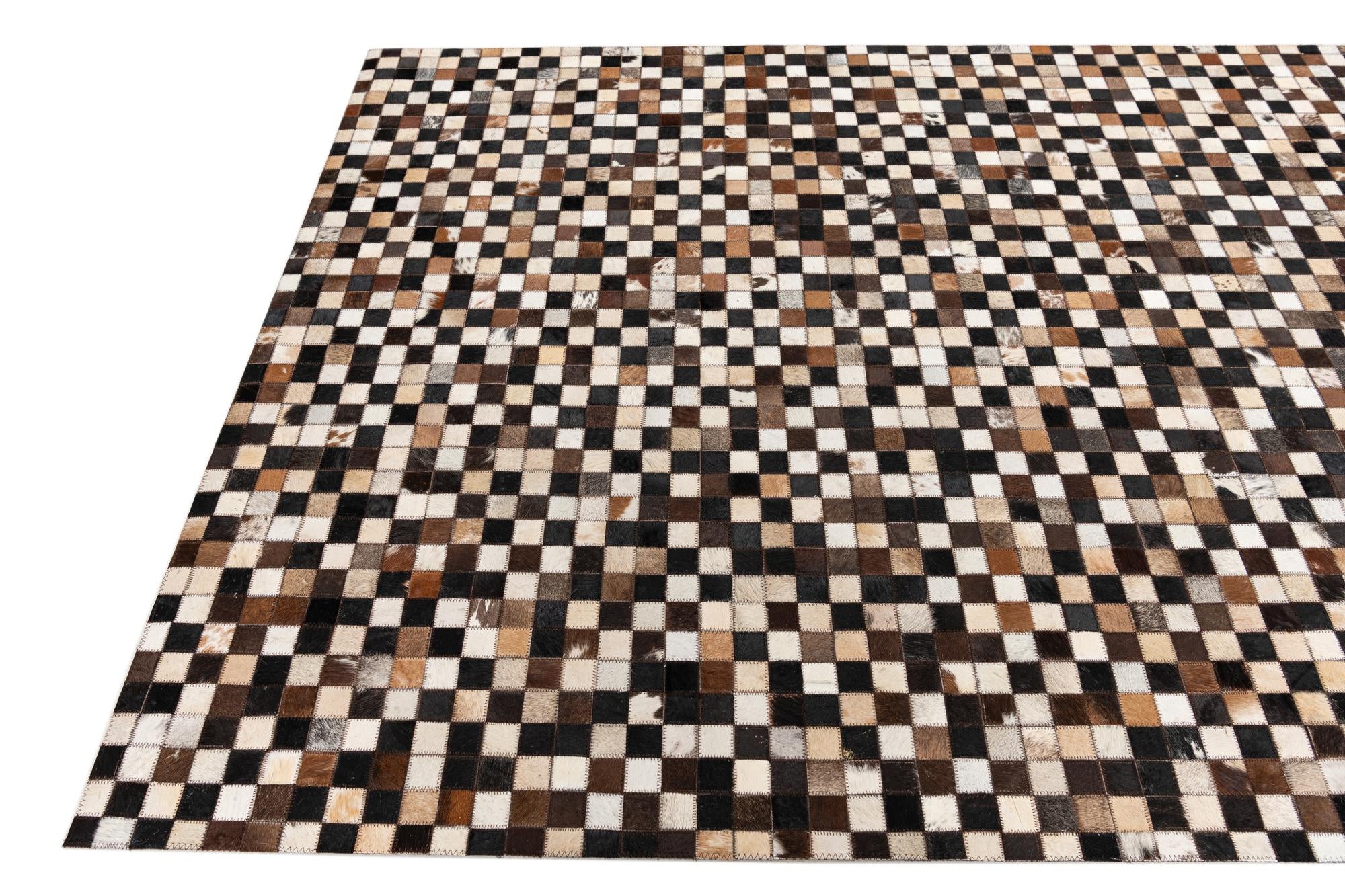 5' 1 x 8' 1 Cowhide Leather Rug