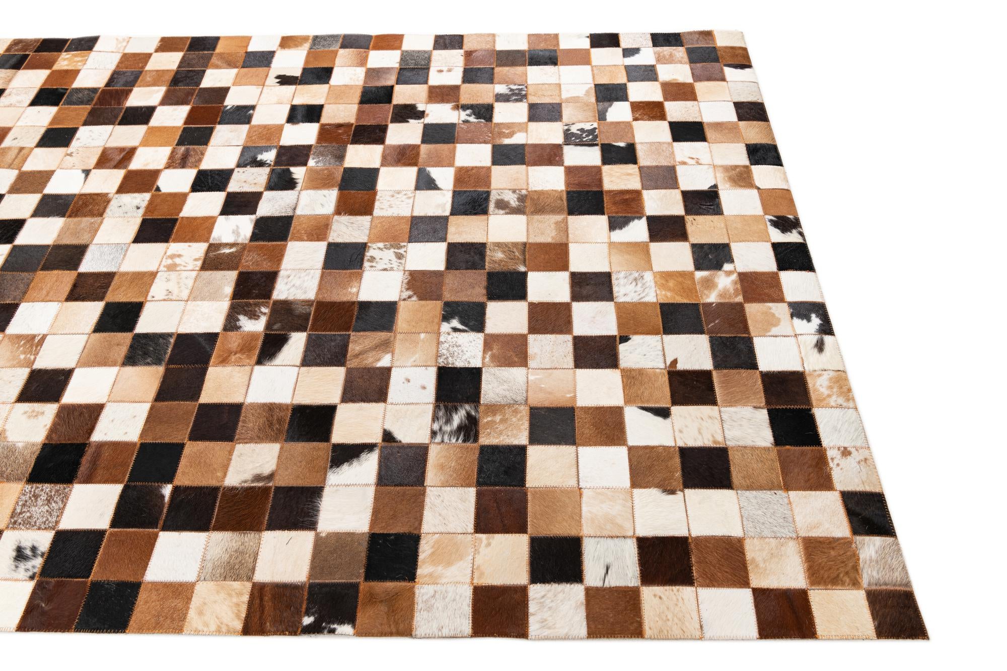 5' x 8' 1 Cowhide Leather Rug