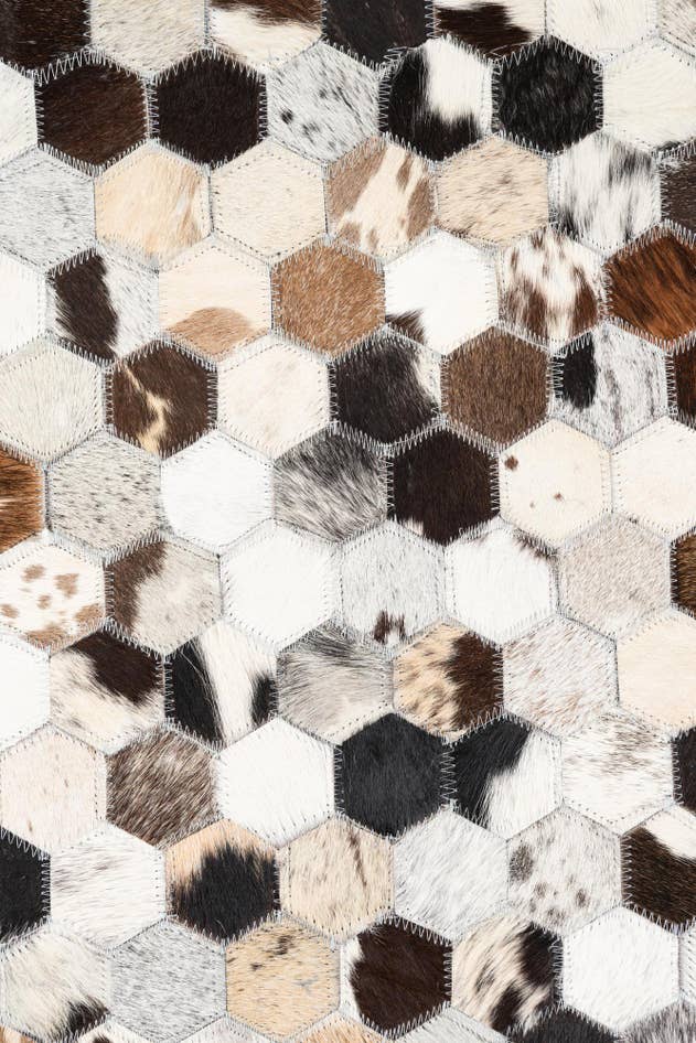 Detail image of 5' 1 x 8' Cowhide Leather Rug