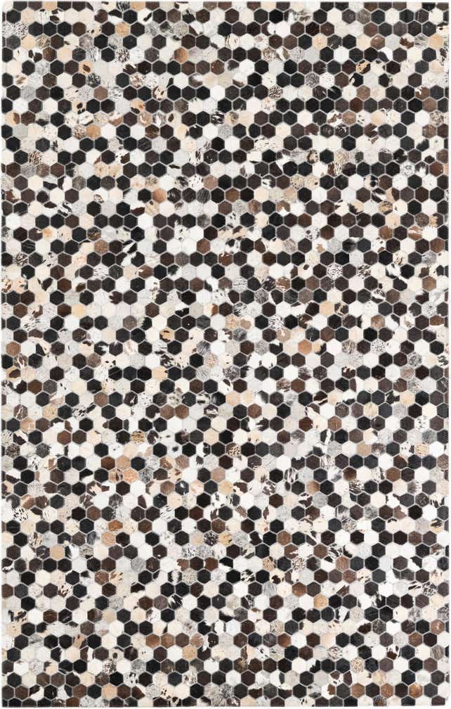 5' 2 x 8' 1 Cowhide Leather Rug