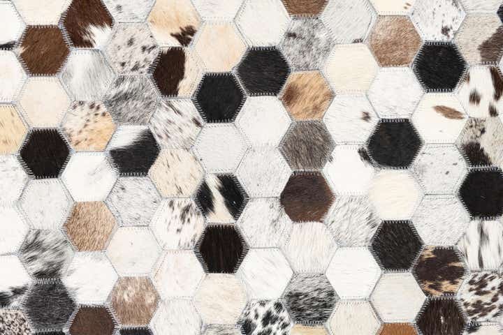 5' 1 x 8' 1 Cowhide Leather Rug