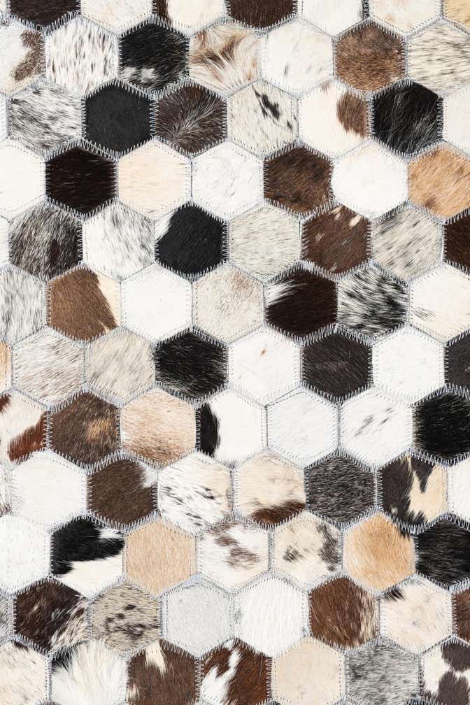 5' 1 x 8' 1 Cowhide Leather Rug