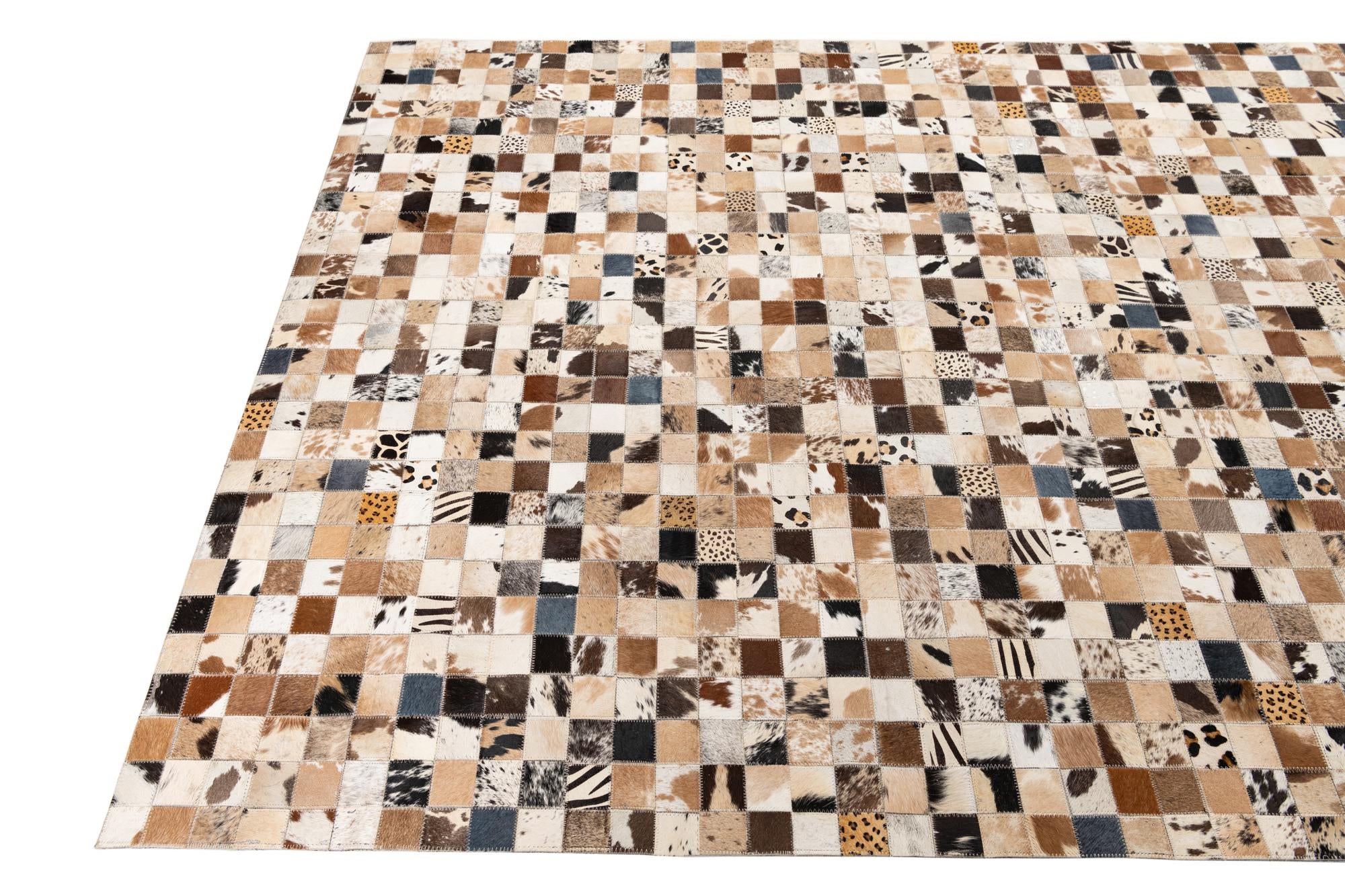 5' x 7' 10 Cowhide Leather Rug