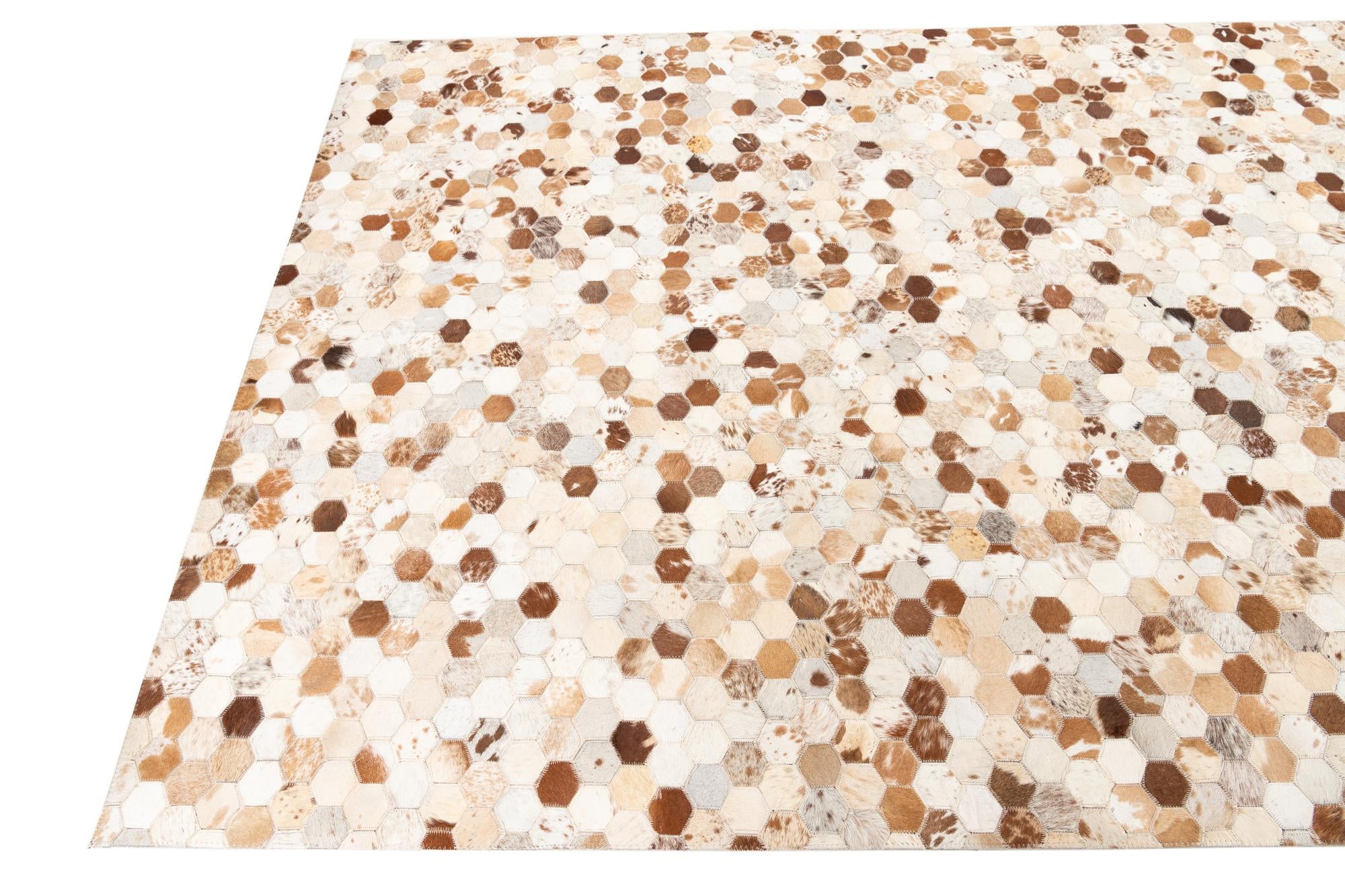 5' 2 x 8' Cowhide Leather Rug