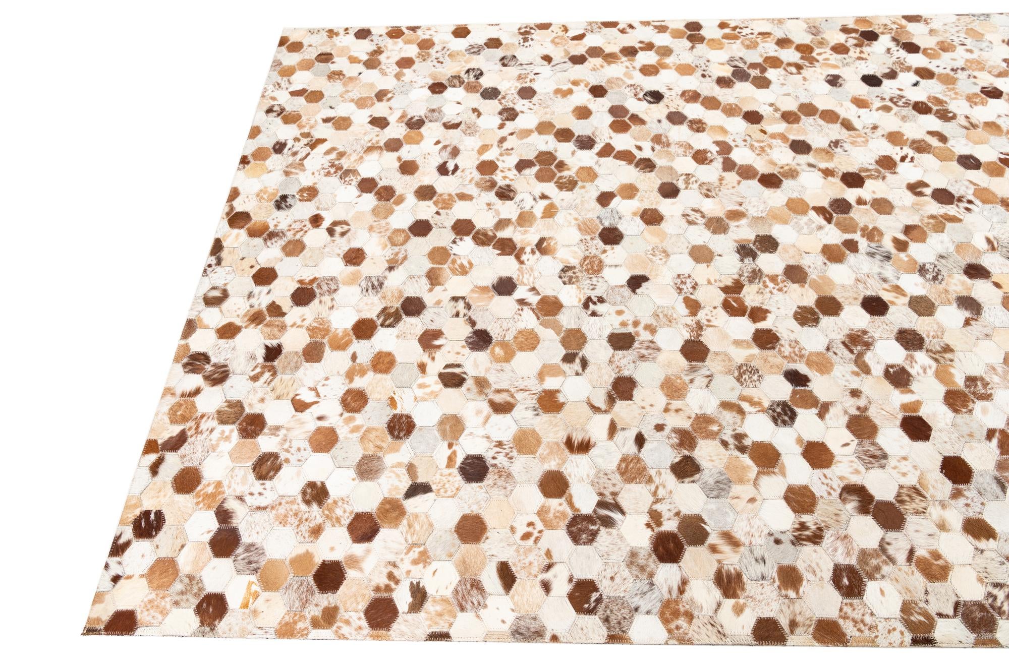 5' 1 x 8' Cowhide Leather Rug