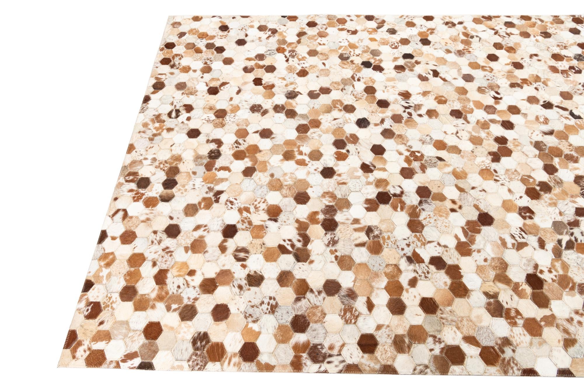 5' x 7' 10 Cowhide Leather Rug