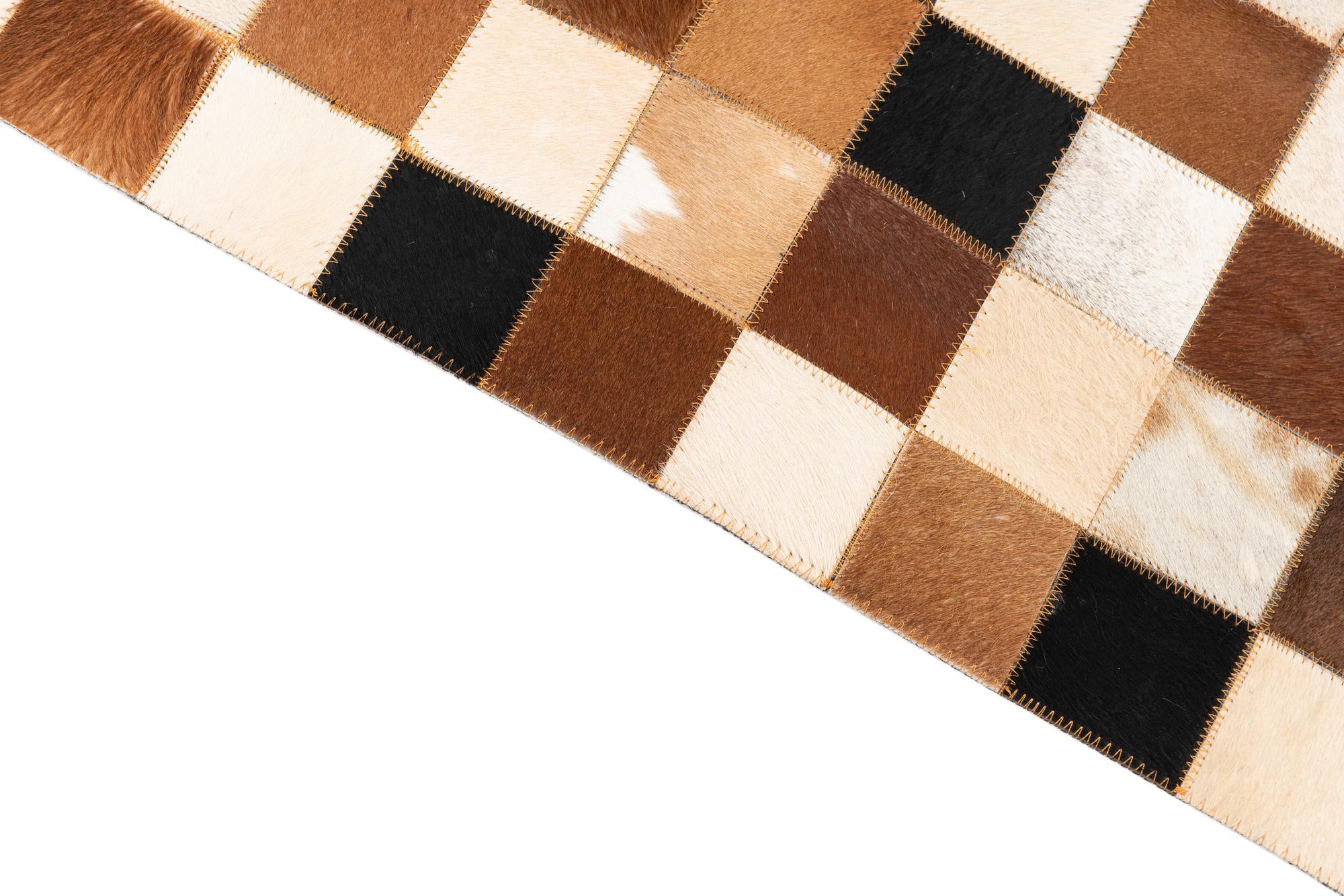 5' 1 x 8' 1 Cowhide Leather Rug