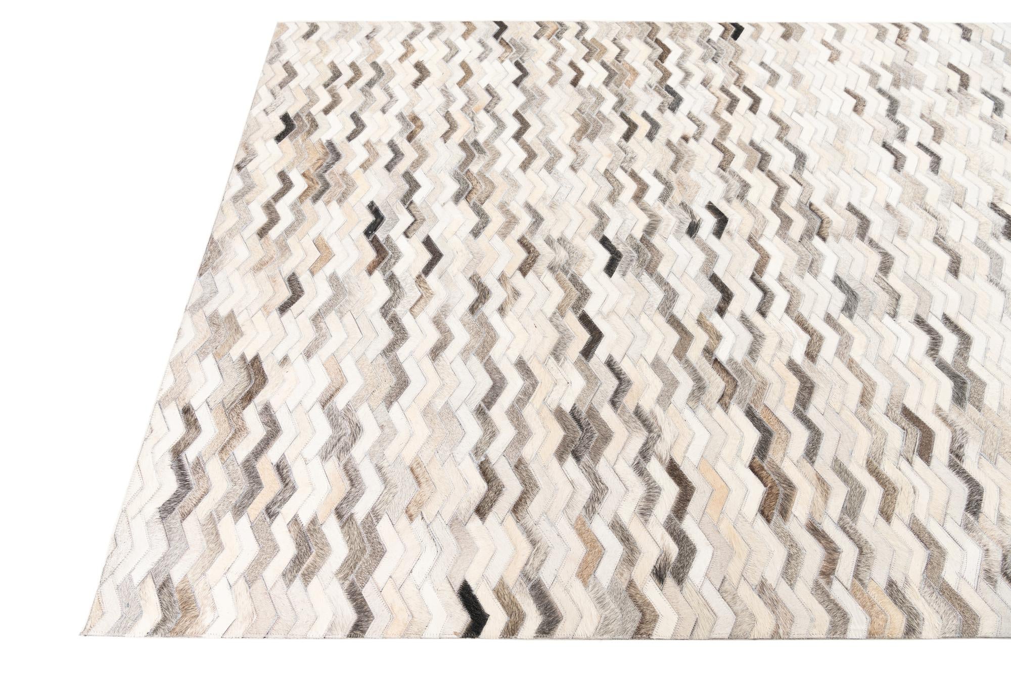 5' 2 x 8' Cowhide Leather Rug
