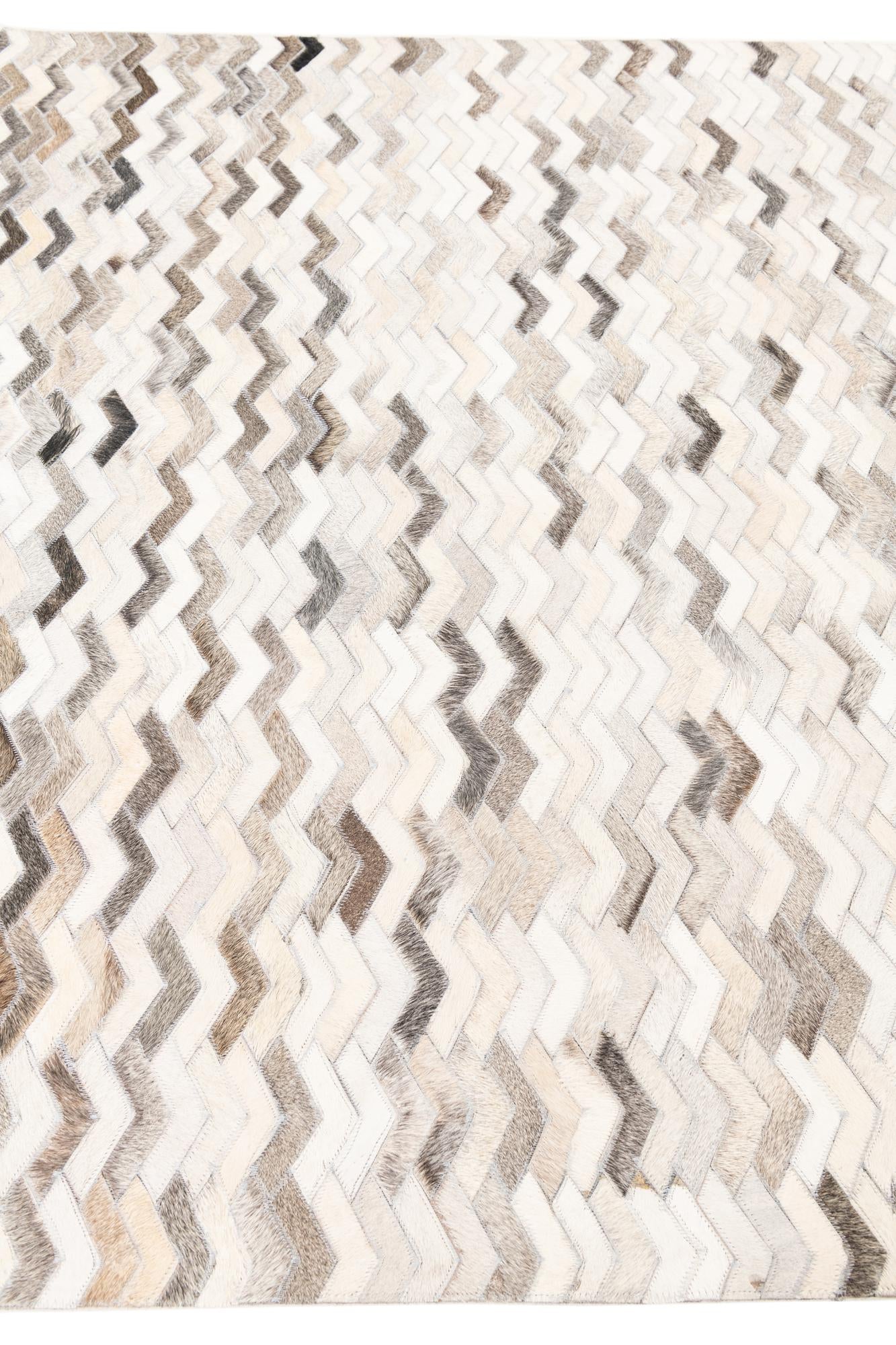 5' 2 x 8' Cowhide Leather Rug