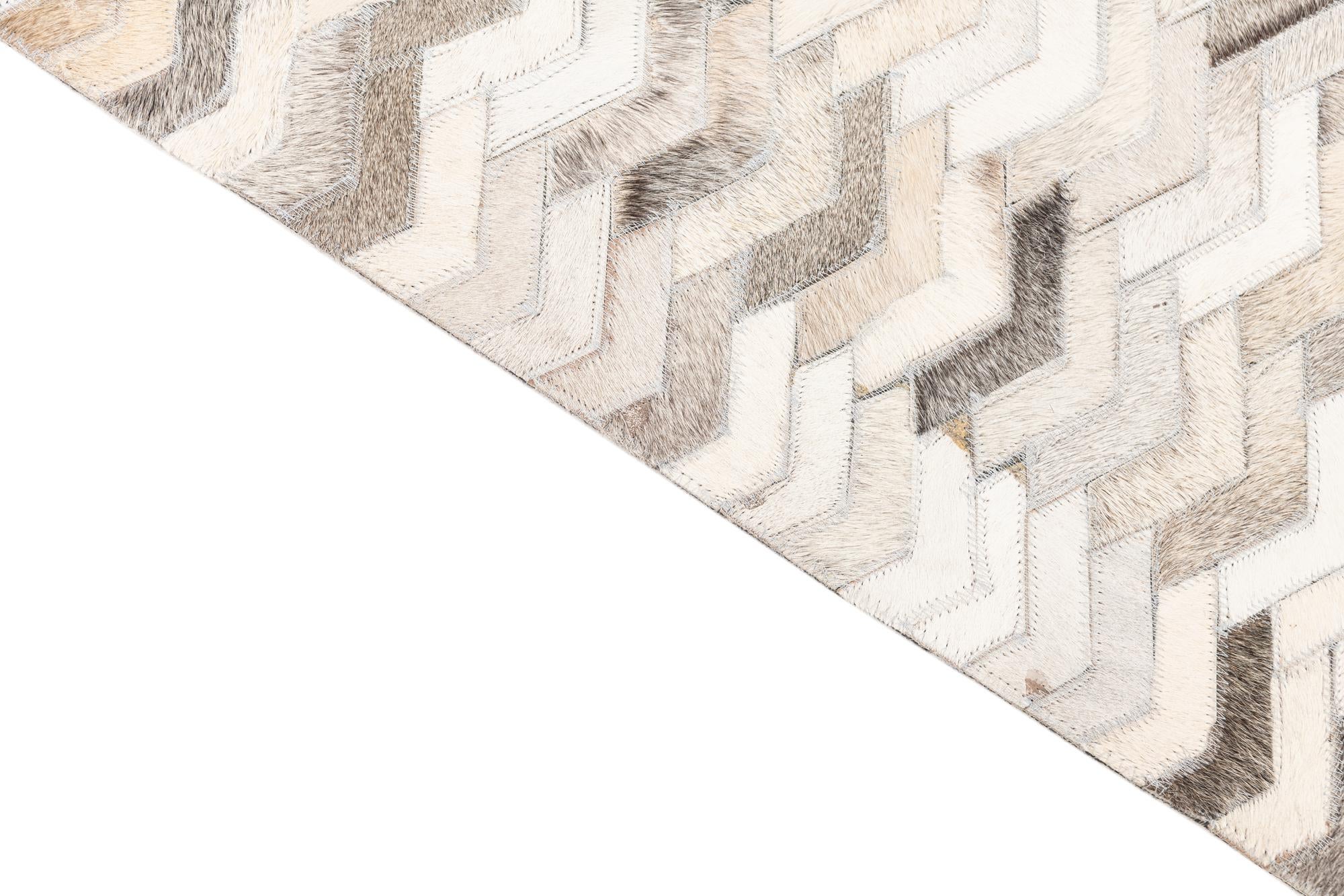 5' 2 x 8' Cowhide Leather Rug