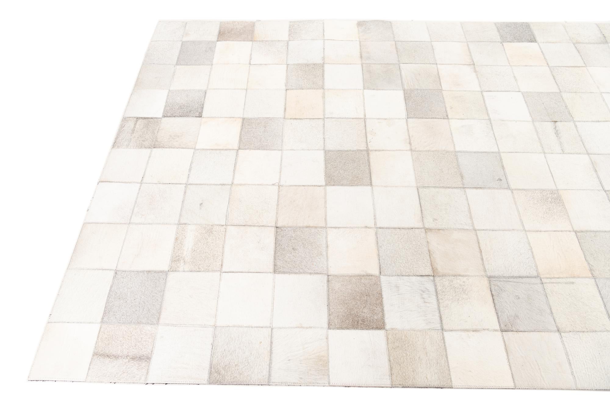 5' x 7' 10 Cowhide Leather Rug