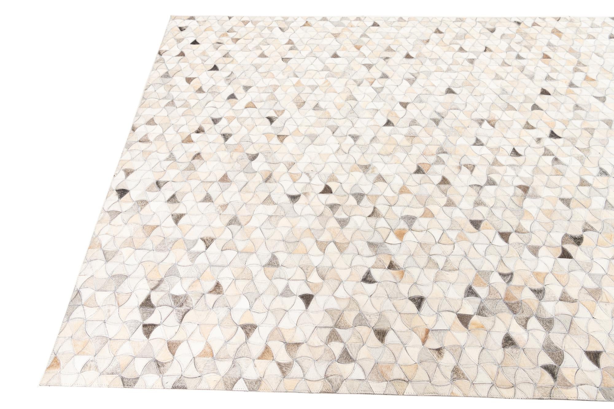 5' 3 x 8' 2 Cowhide Leather Rug