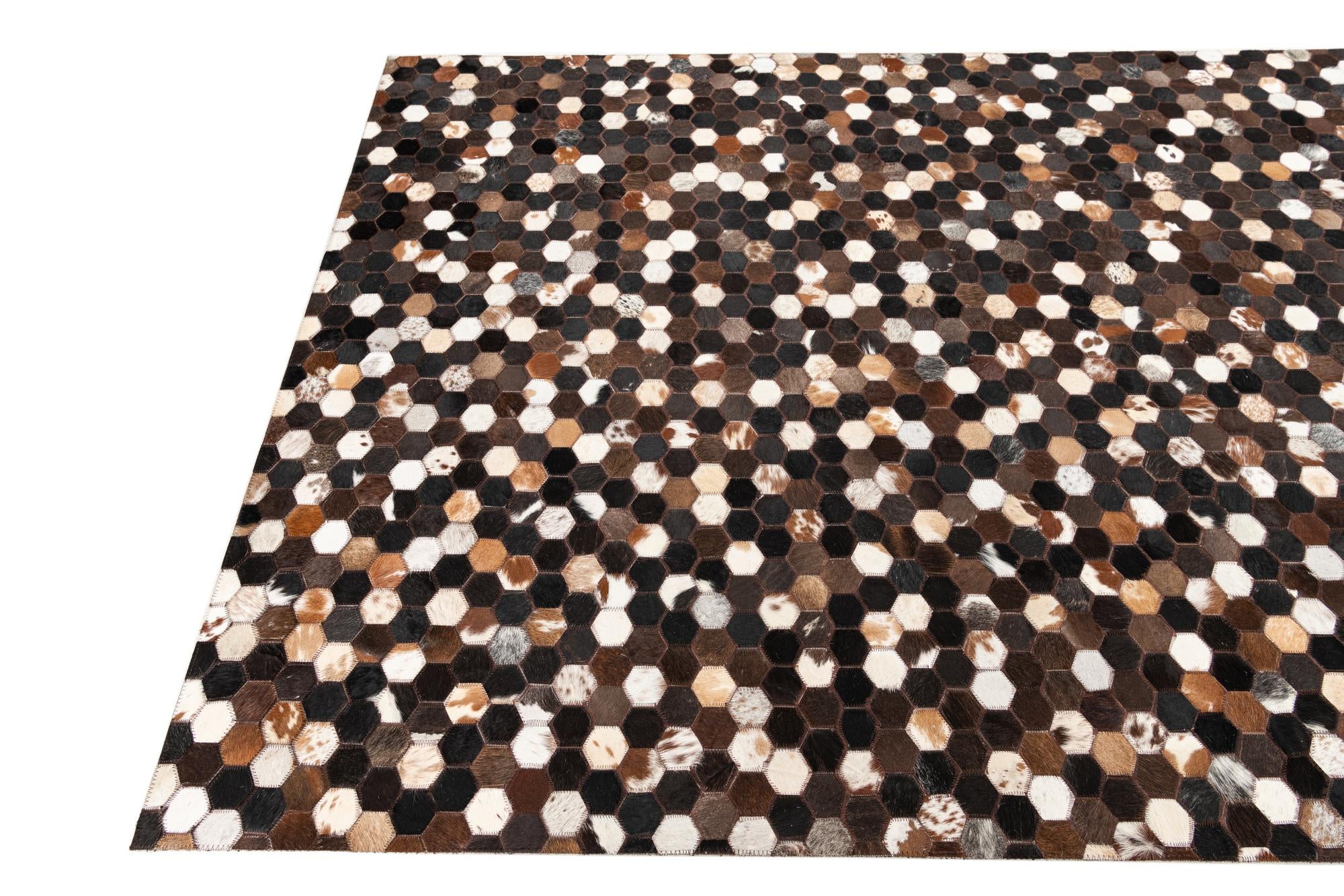 5' 1 x 8' 1 Cowhide Leather Rug