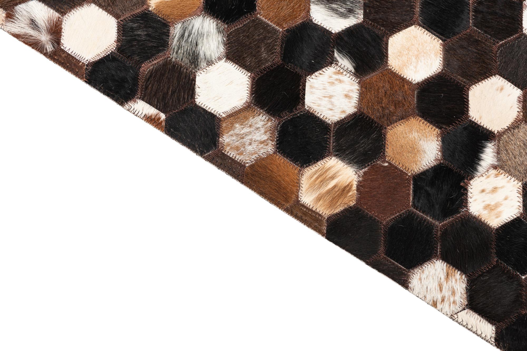 5' 1 x 8' 1 Cowhide Leather Rug