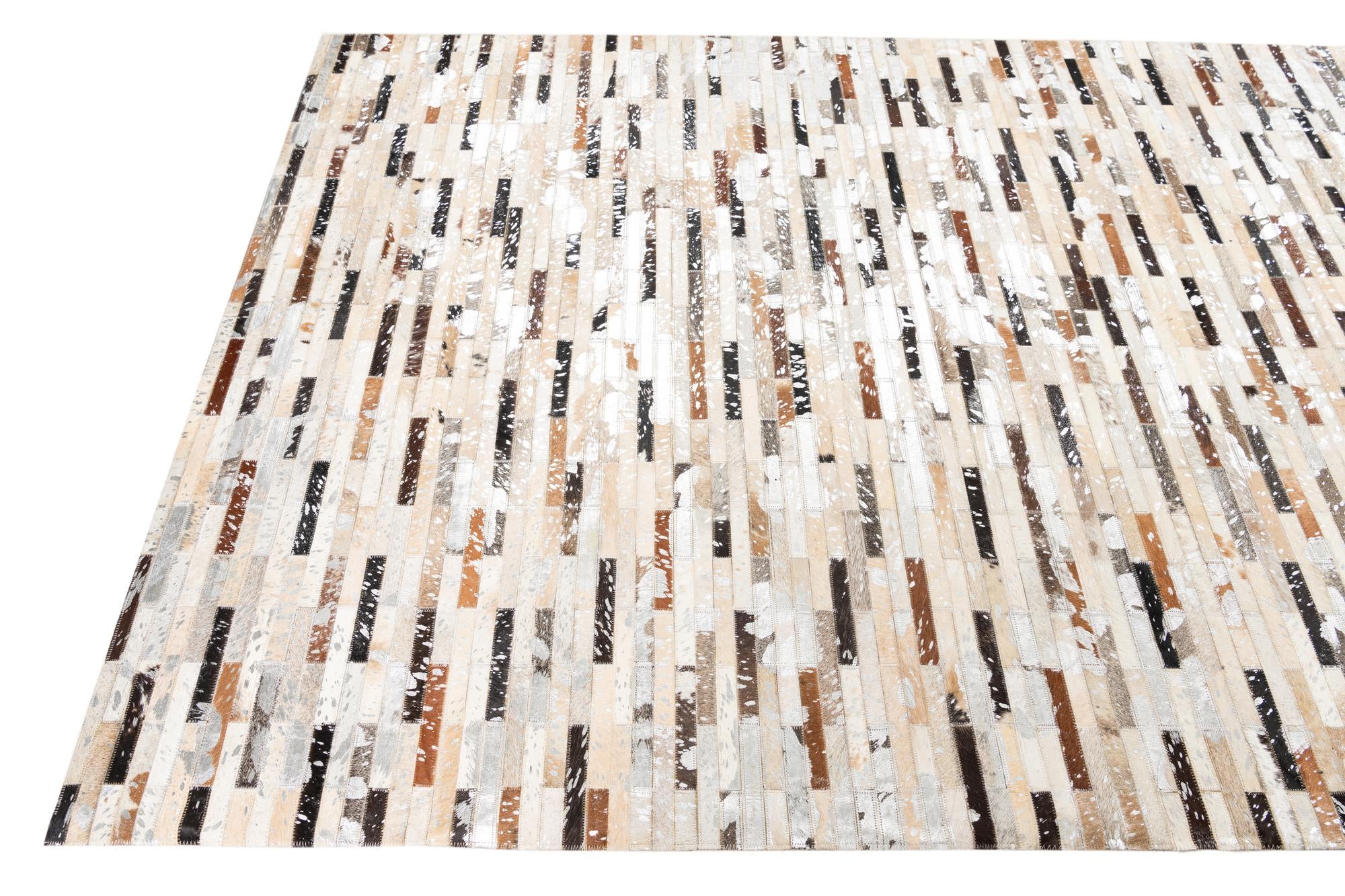 5' 2 x 8' 2 Cowhide Leather Rug