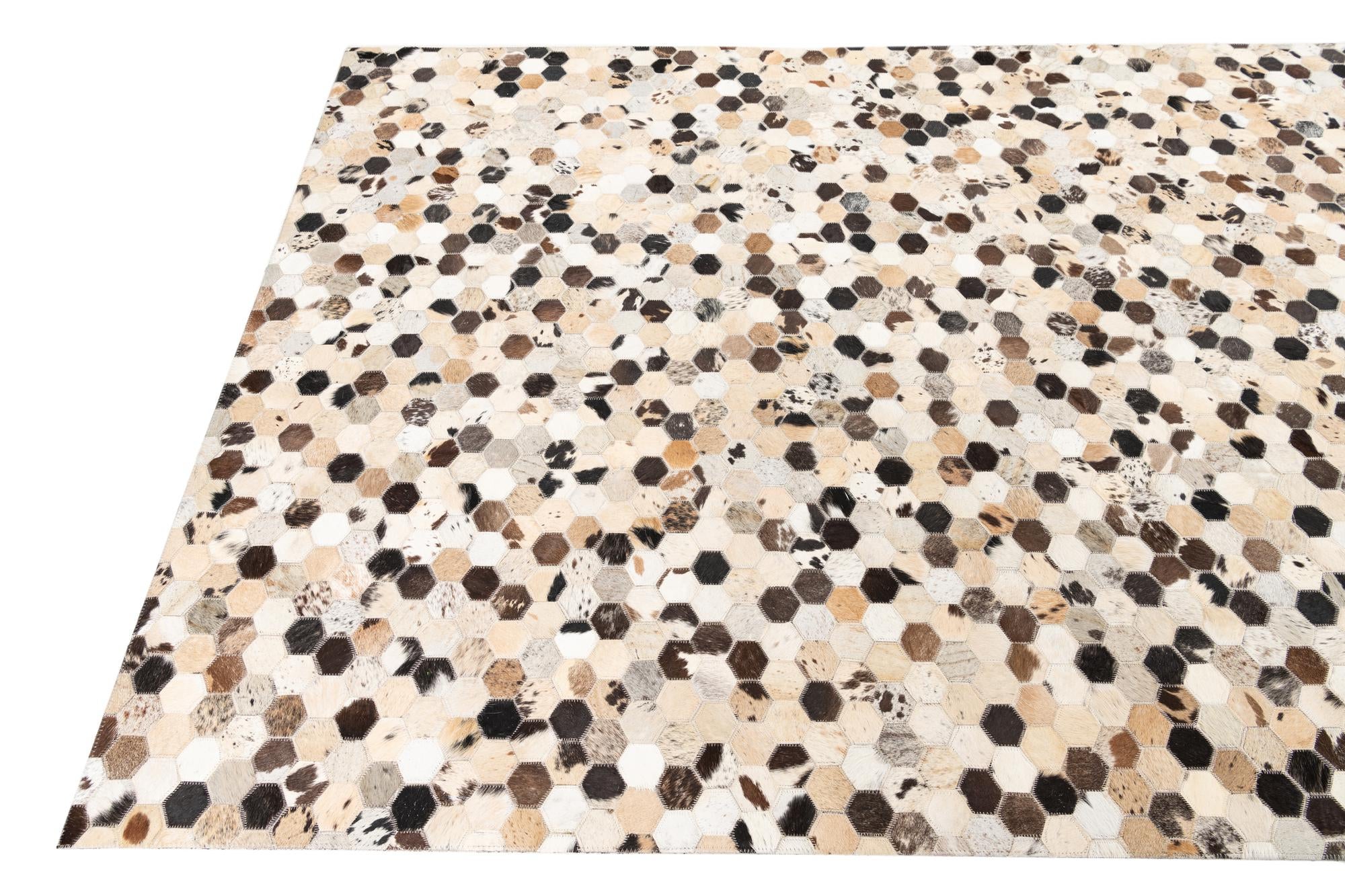 5' 2 x 8' Cowhide Leather Rug
