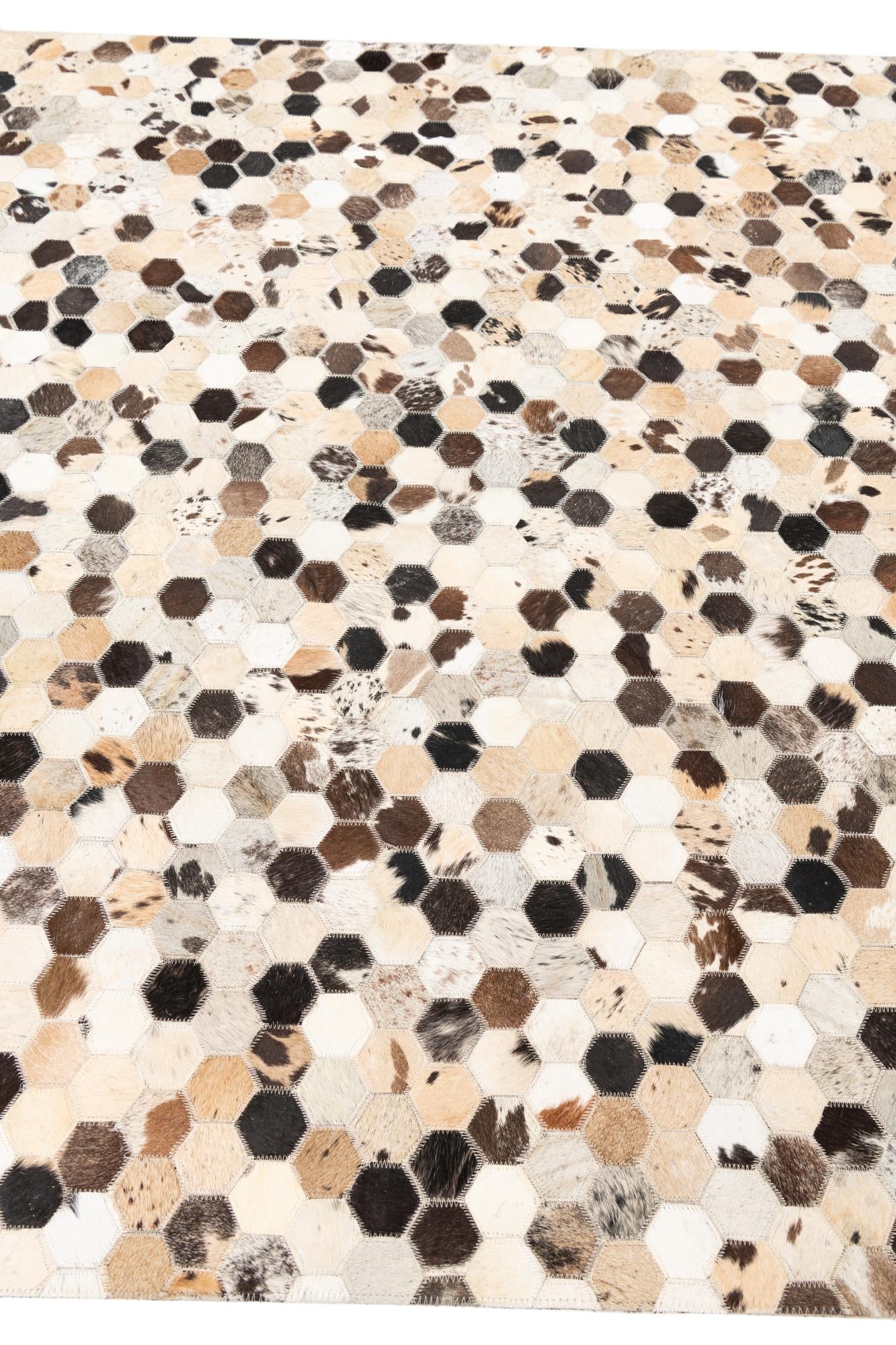 5' 2 x 8' Cowhide Leather Rug
