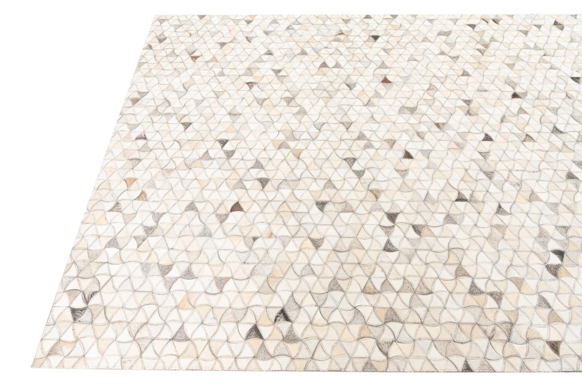 5' 1 x 8' 1 Cowhide Leather Rug