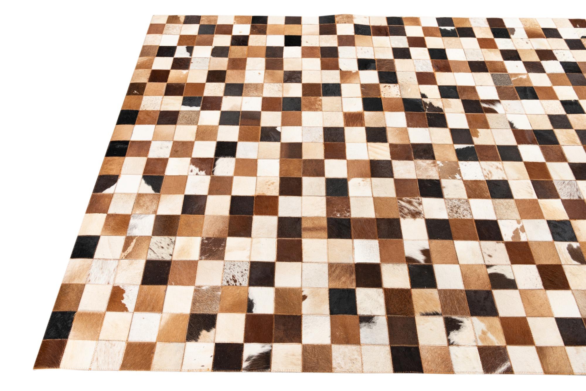 5' x 8' 1 Cowhide Leather Rug