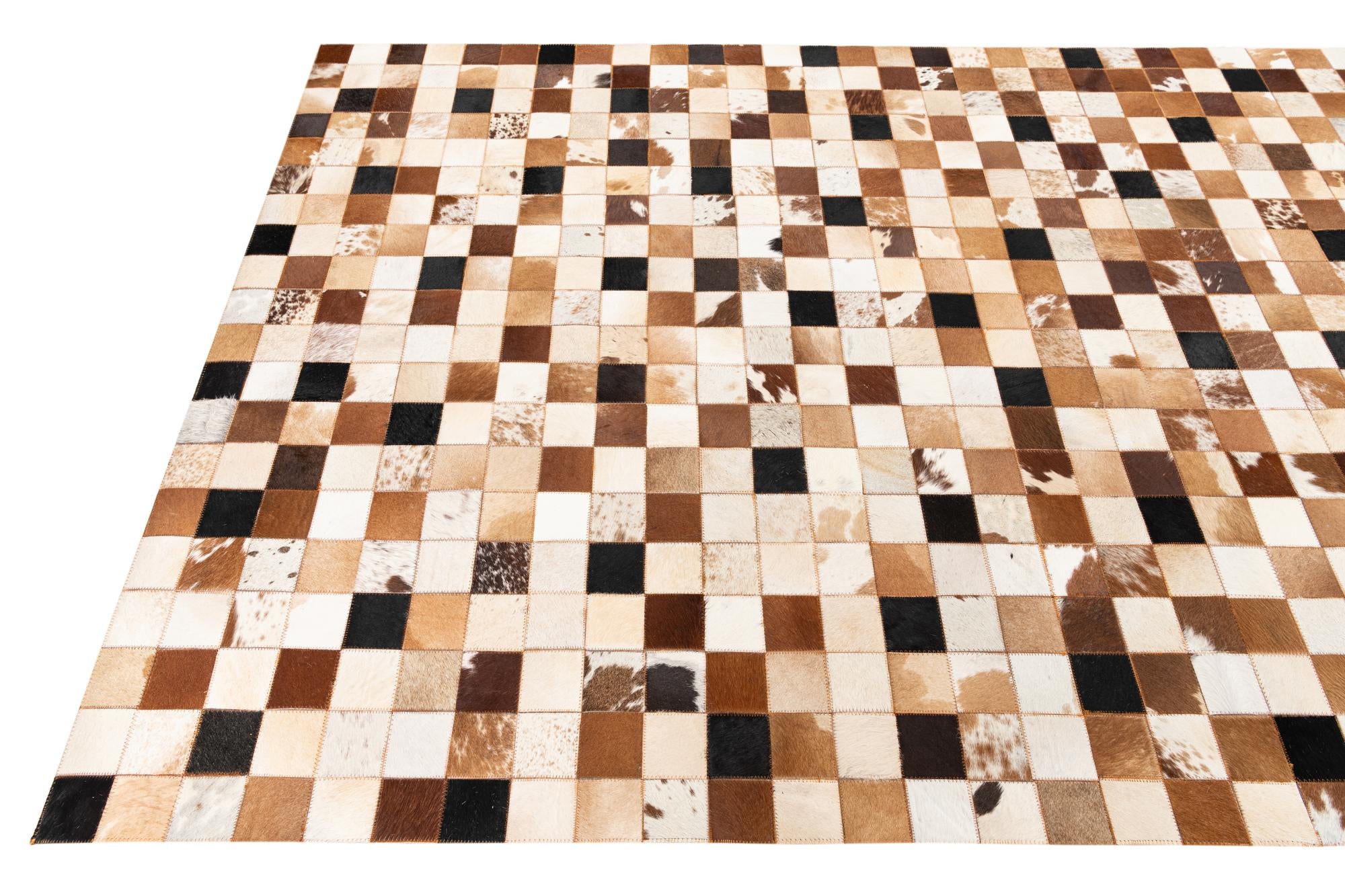 5' 1 x 8' 1 Cowhide Leather Rug