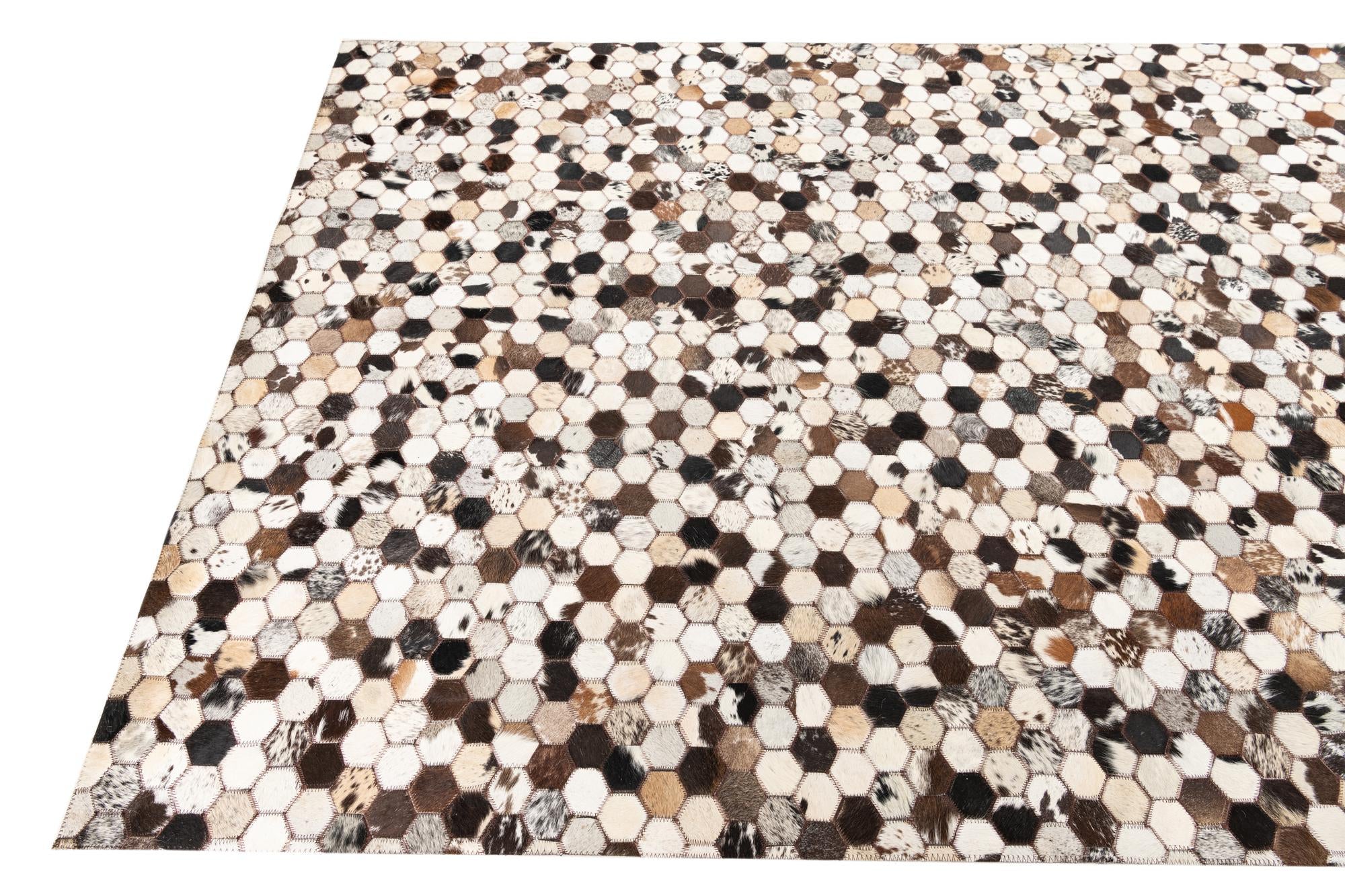 5' 1 x 8' Cowhide Leather Rug