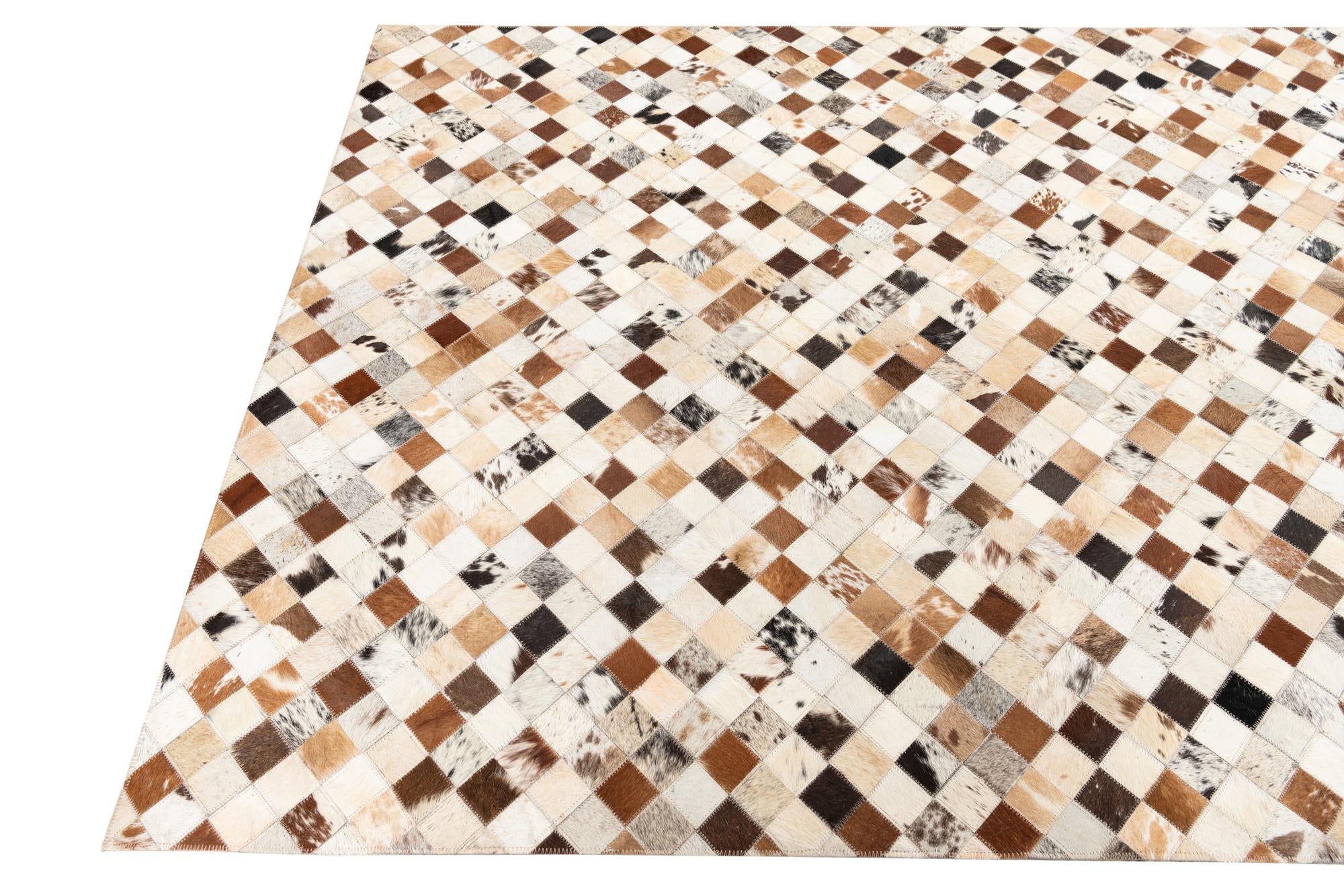 5' 1 x 8' Cowhide Leather Rug