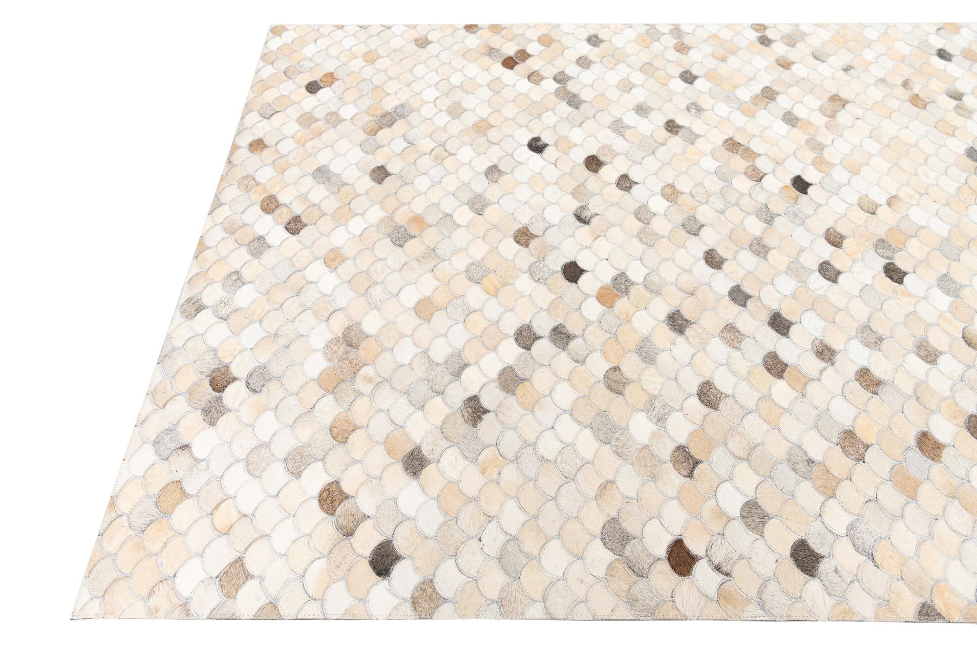 5' 1 x 8' Cowhide Leather Rug