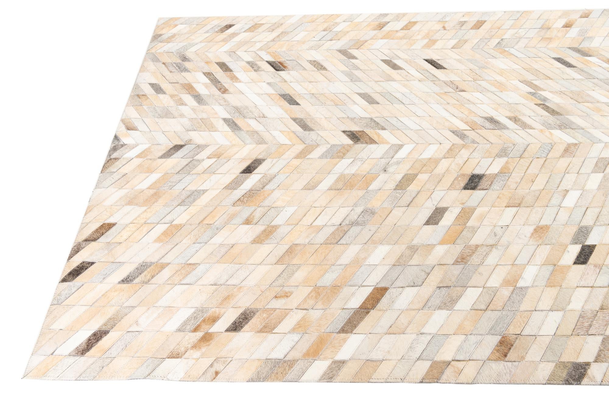 5' x 8' Cowhide Leather Rug