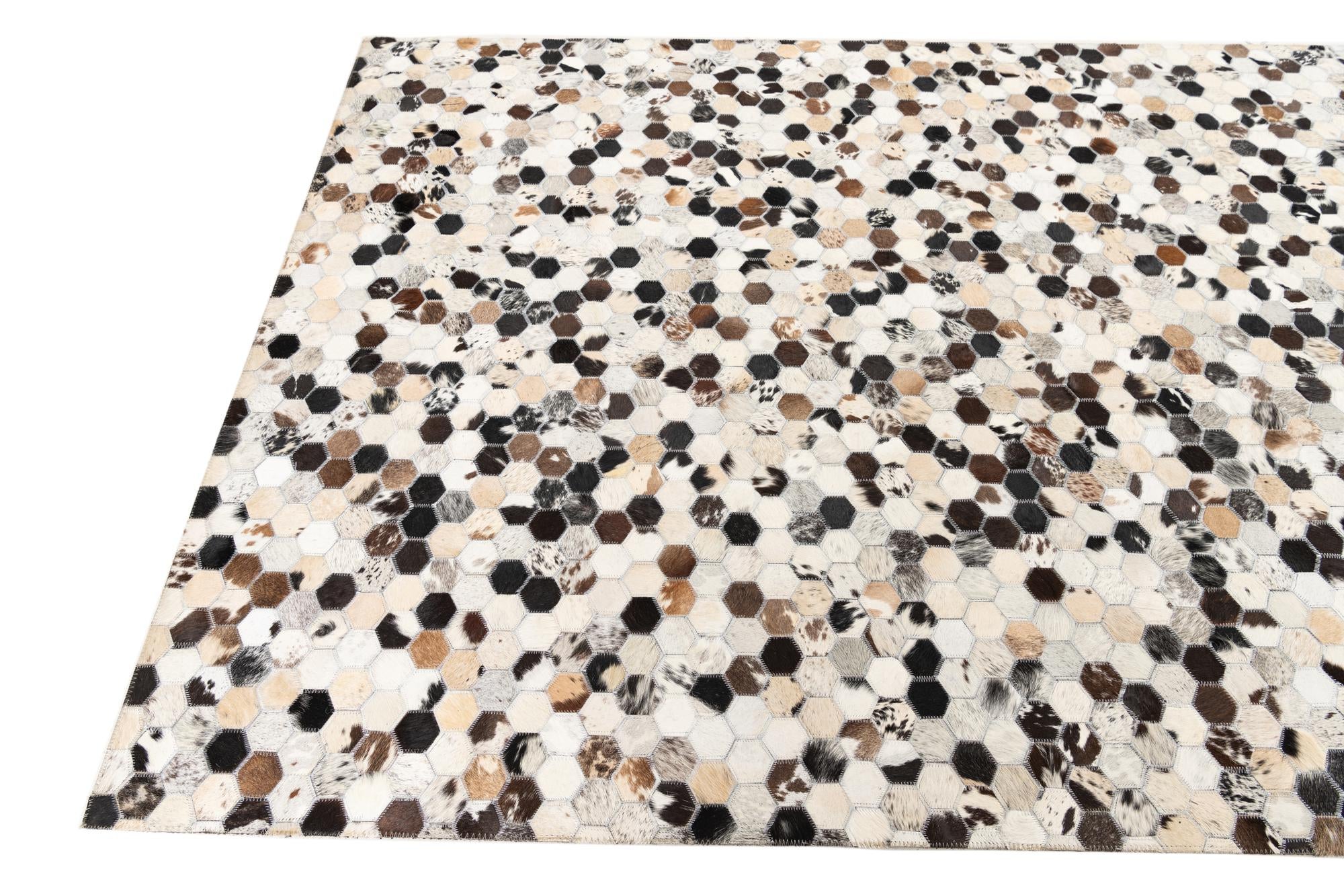 5' 1 x 8' Cowhide Leather Rug