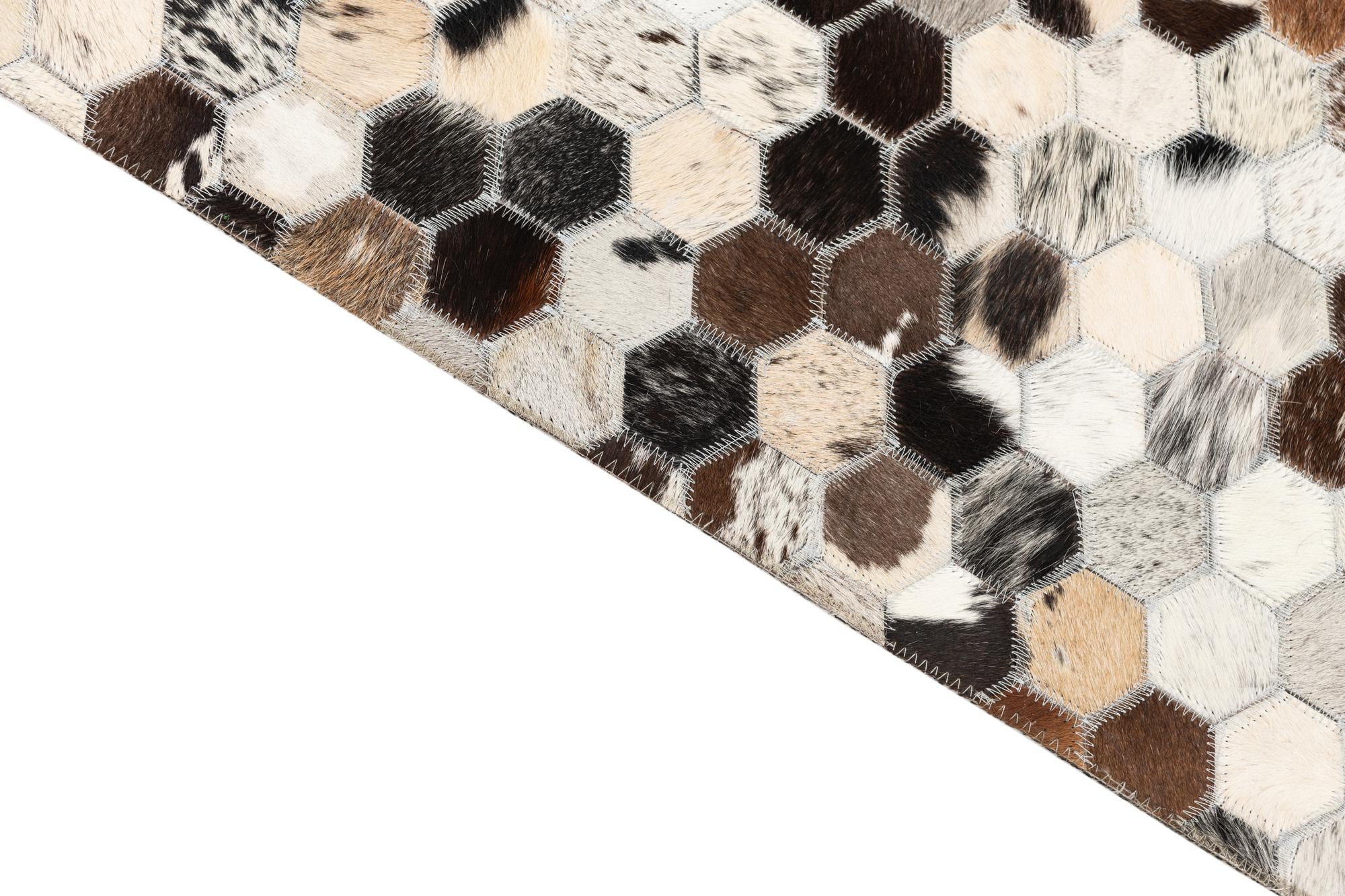 5' 1 x 8' Cowhide Leather Rug