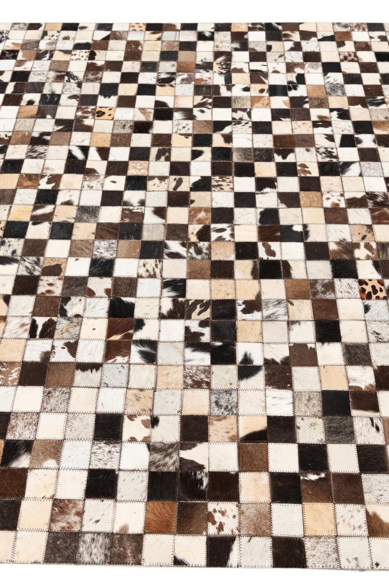 5' 1 x 8' 1 Cowhide Leather Rug