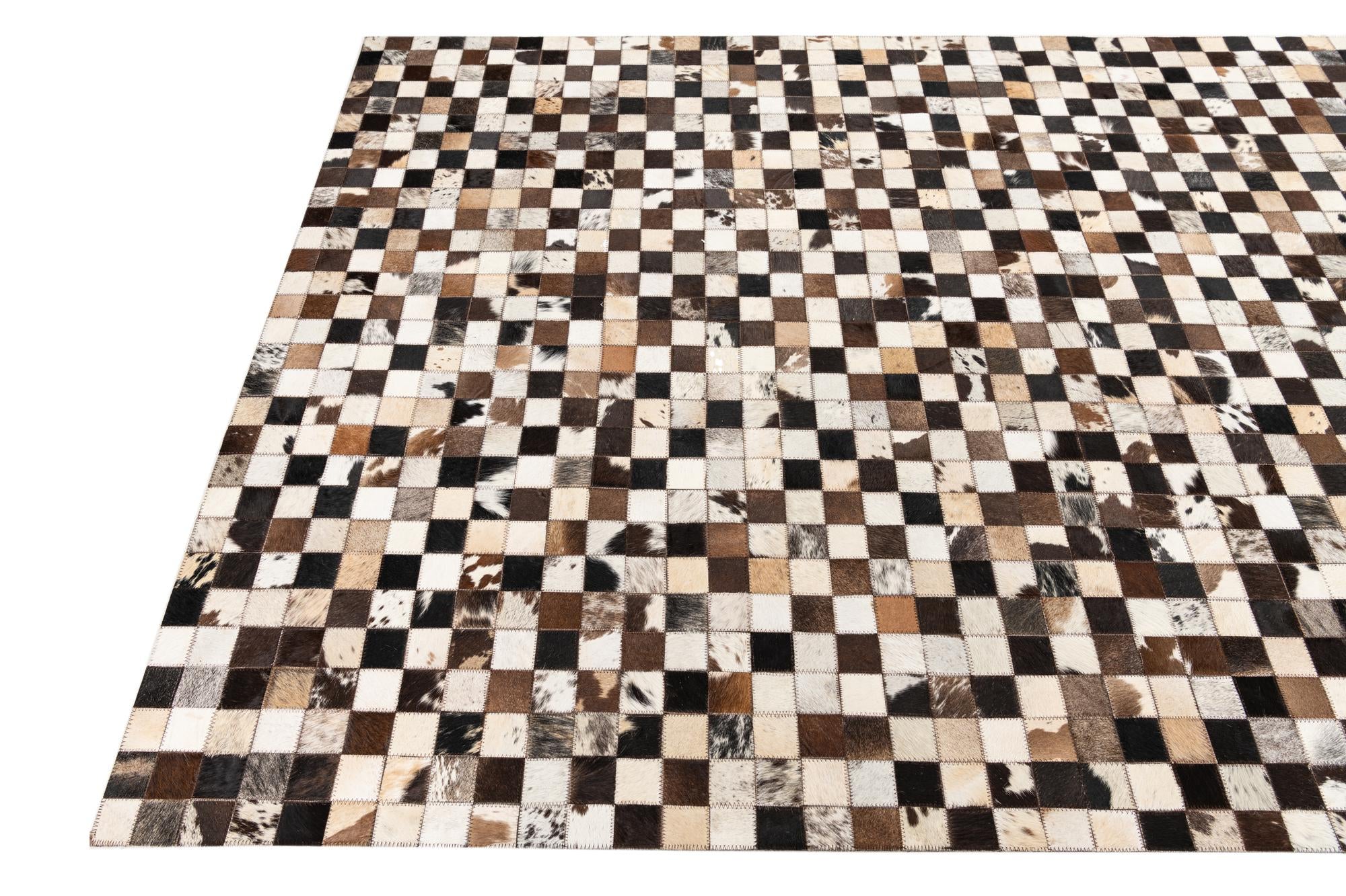 5' 1 x 8' 2 Cowhide Leather Rug