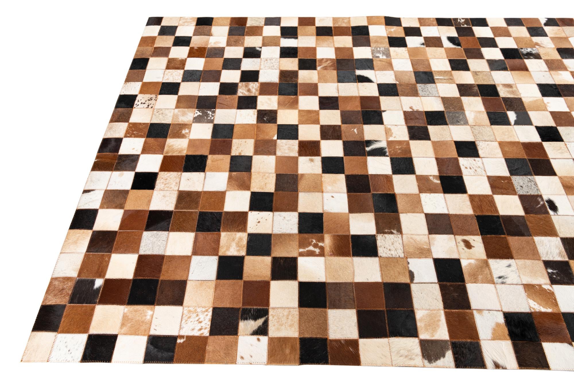 5' x 8' Cowhide Leather Rug