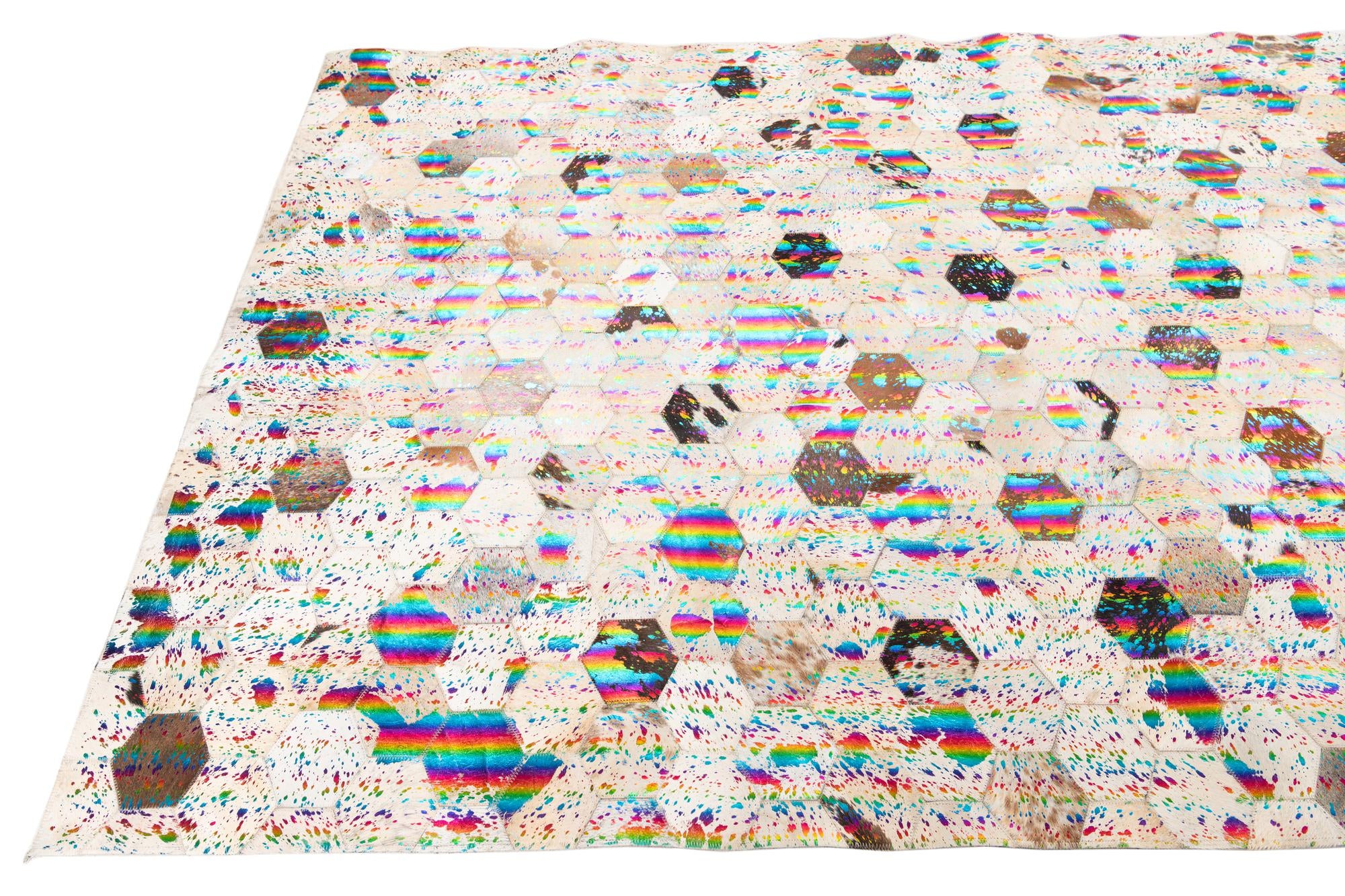 5' x 7' 10 Cowhide Leather Rug