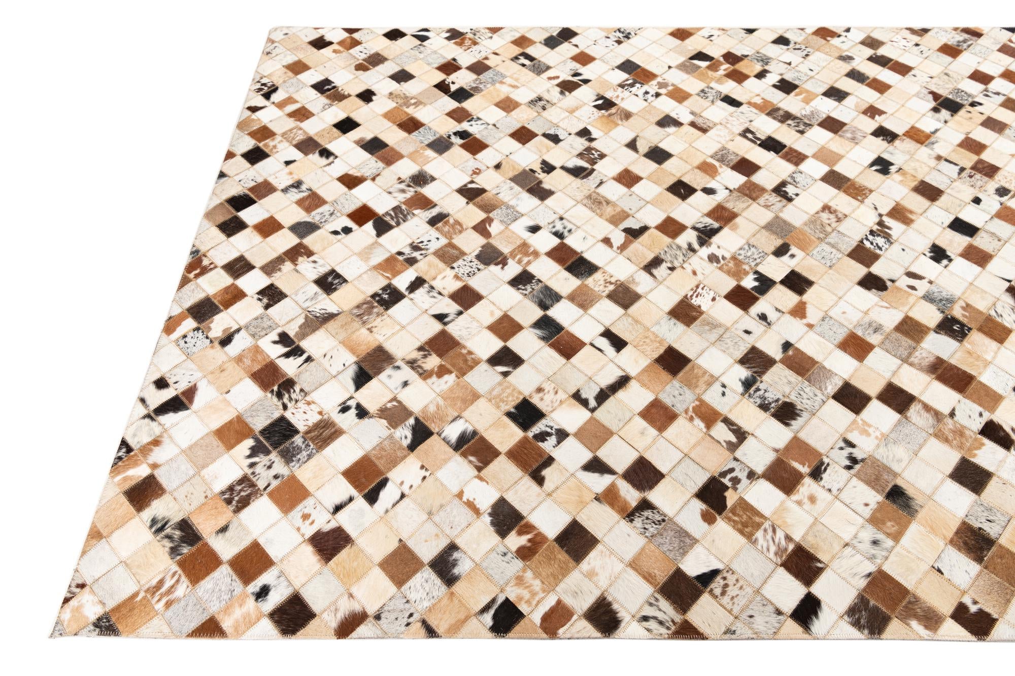 5' x 8' Cowhide Leather Rug