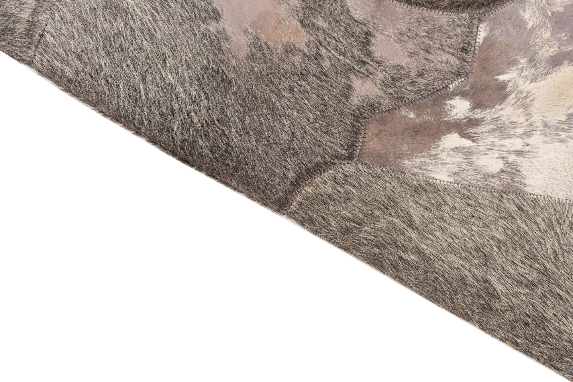 5' 3 x 7' 5 Cowhide Leather Rug