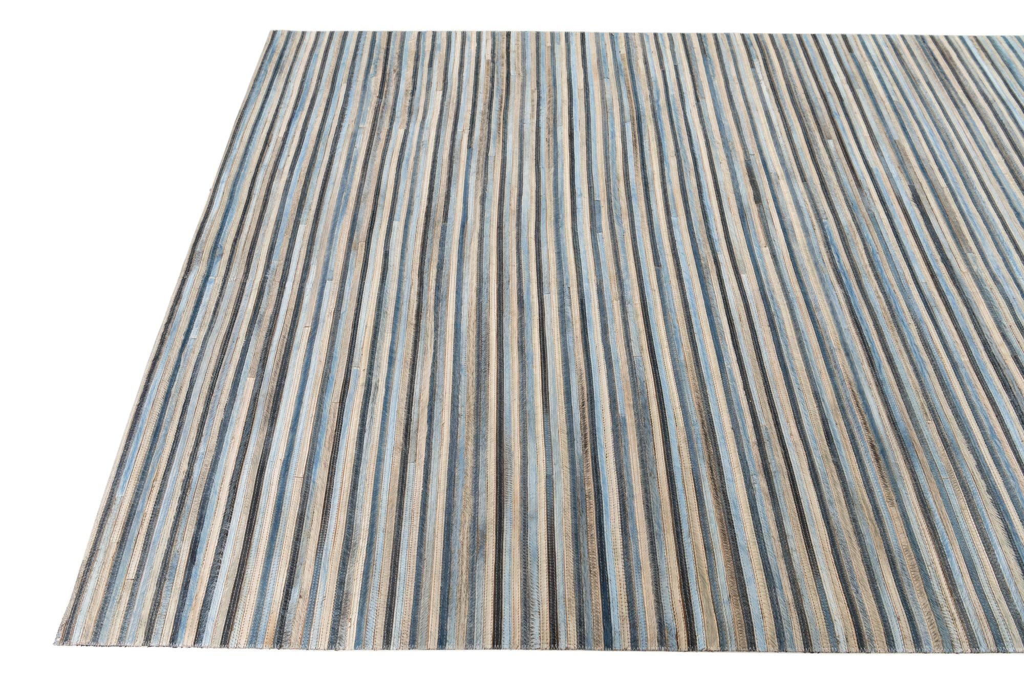 5' 1 x 7' 5 Cowhide Leather Rug