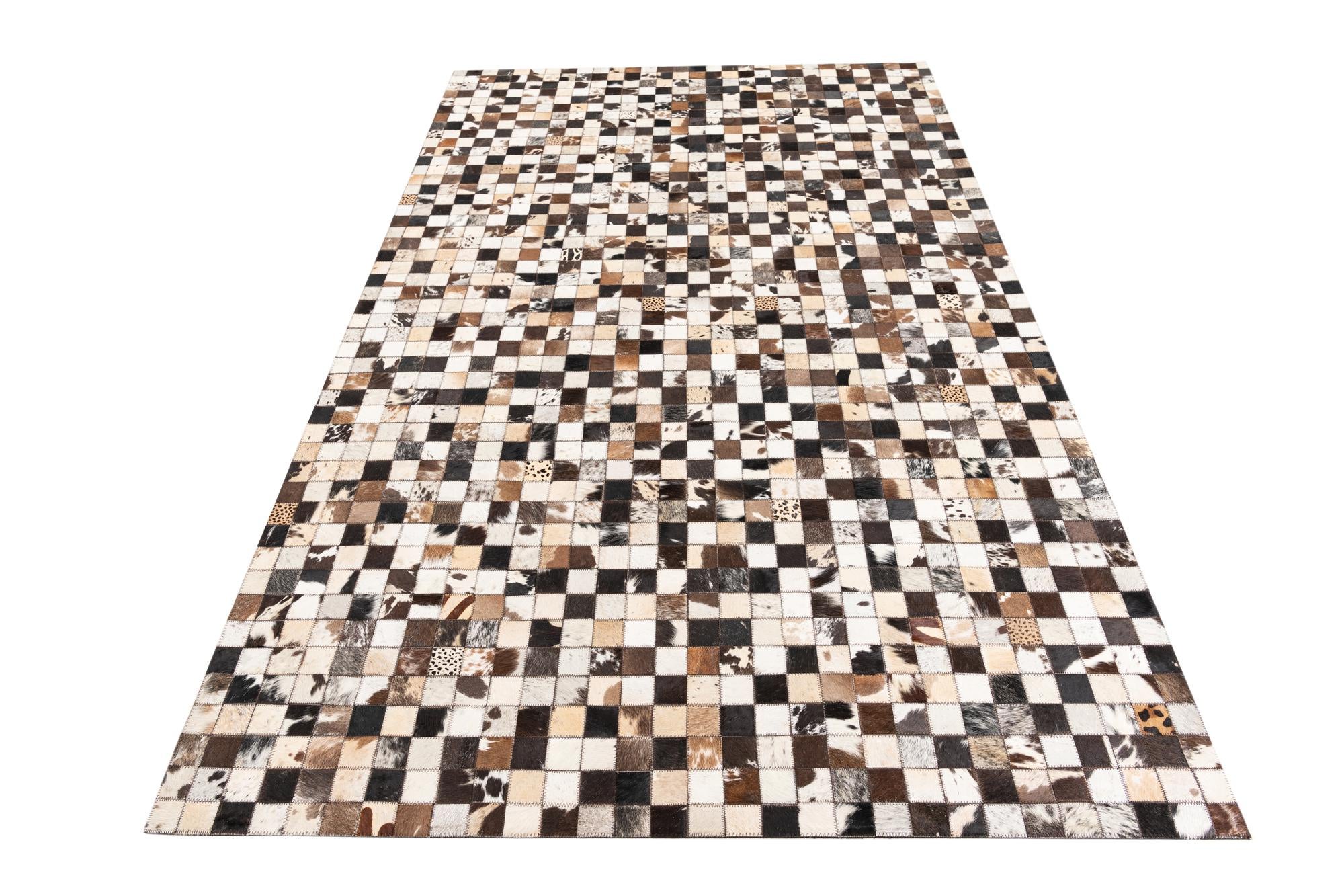 5' 1 x 8' 2 Cowhide Leather Rug