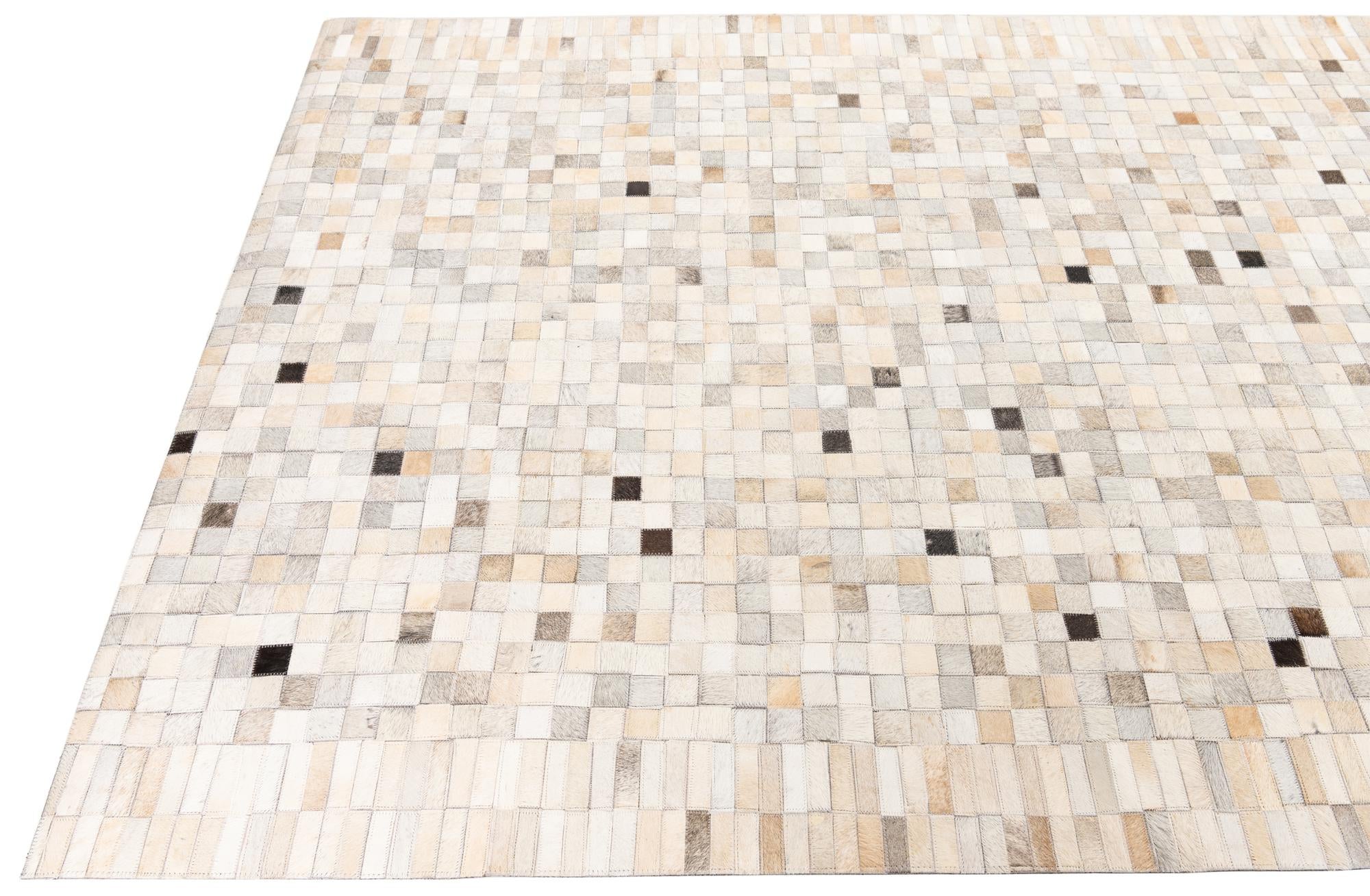 5' 1 x 8' 2 Cowhide Leather Rug
