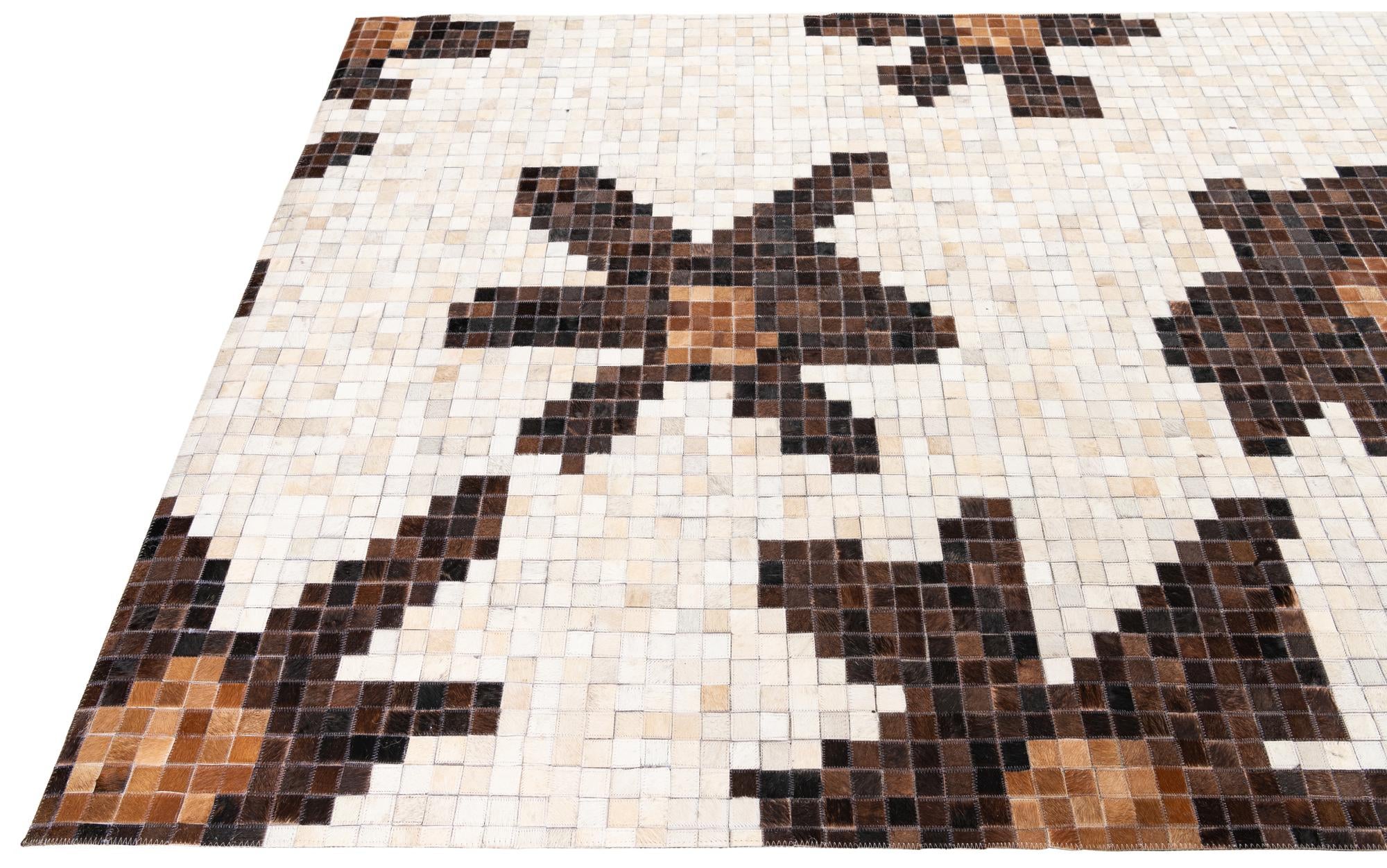 5' 3 x 8' 3 Cowhide Leather Rug