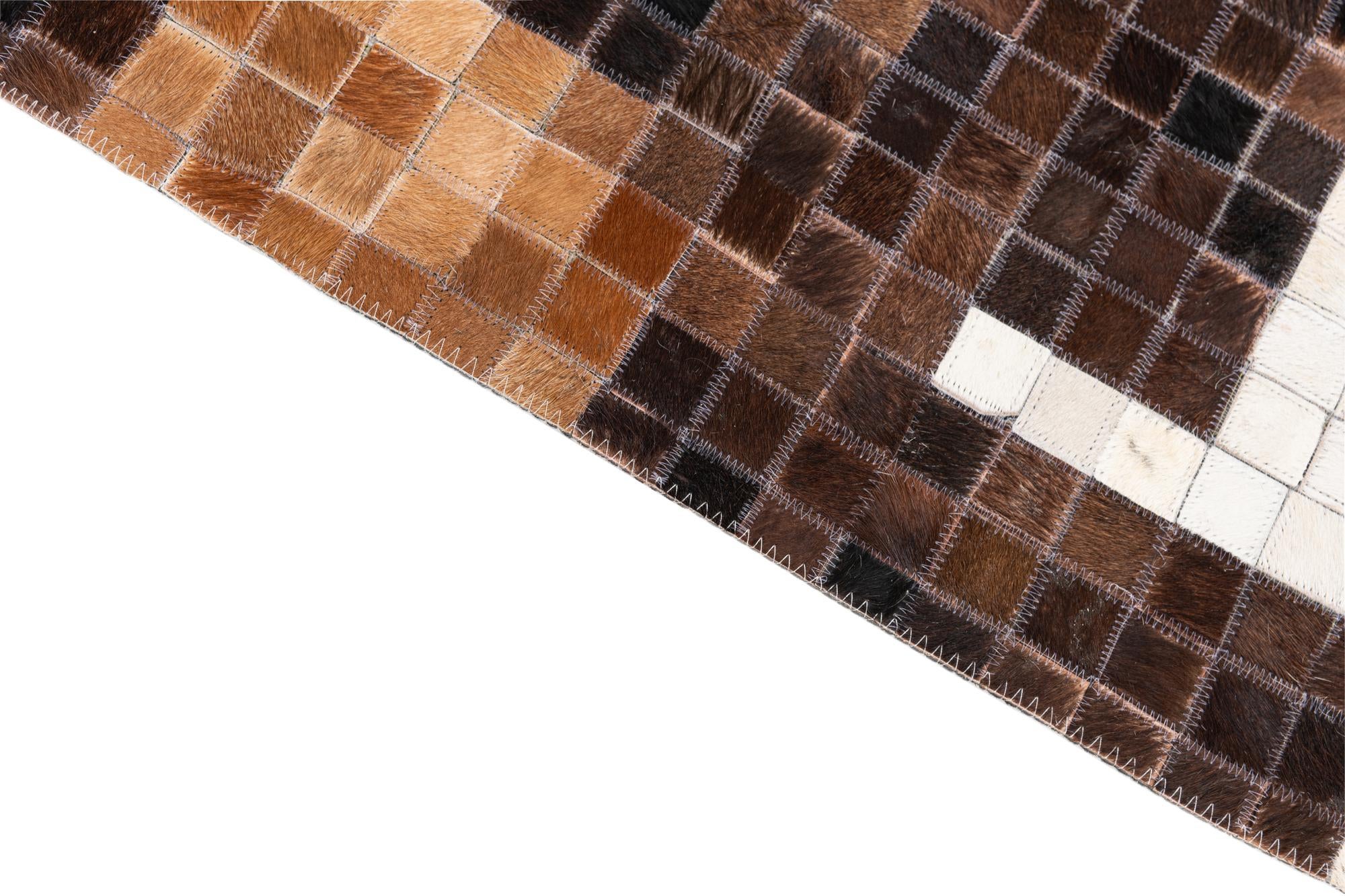 5' 3 x 8' 3 Cowhide Leather Rug