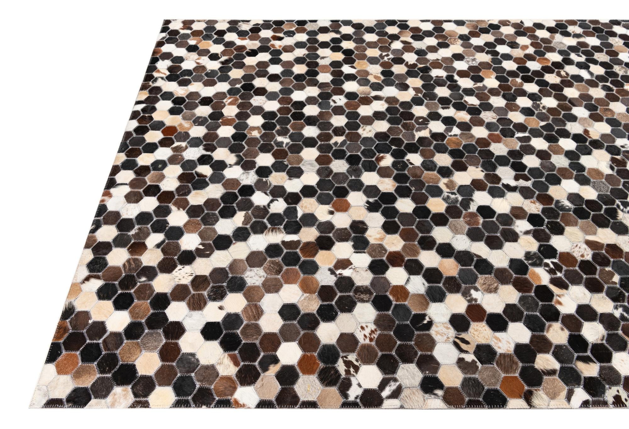 5' x 7' 10 Cowhide Leather Rug