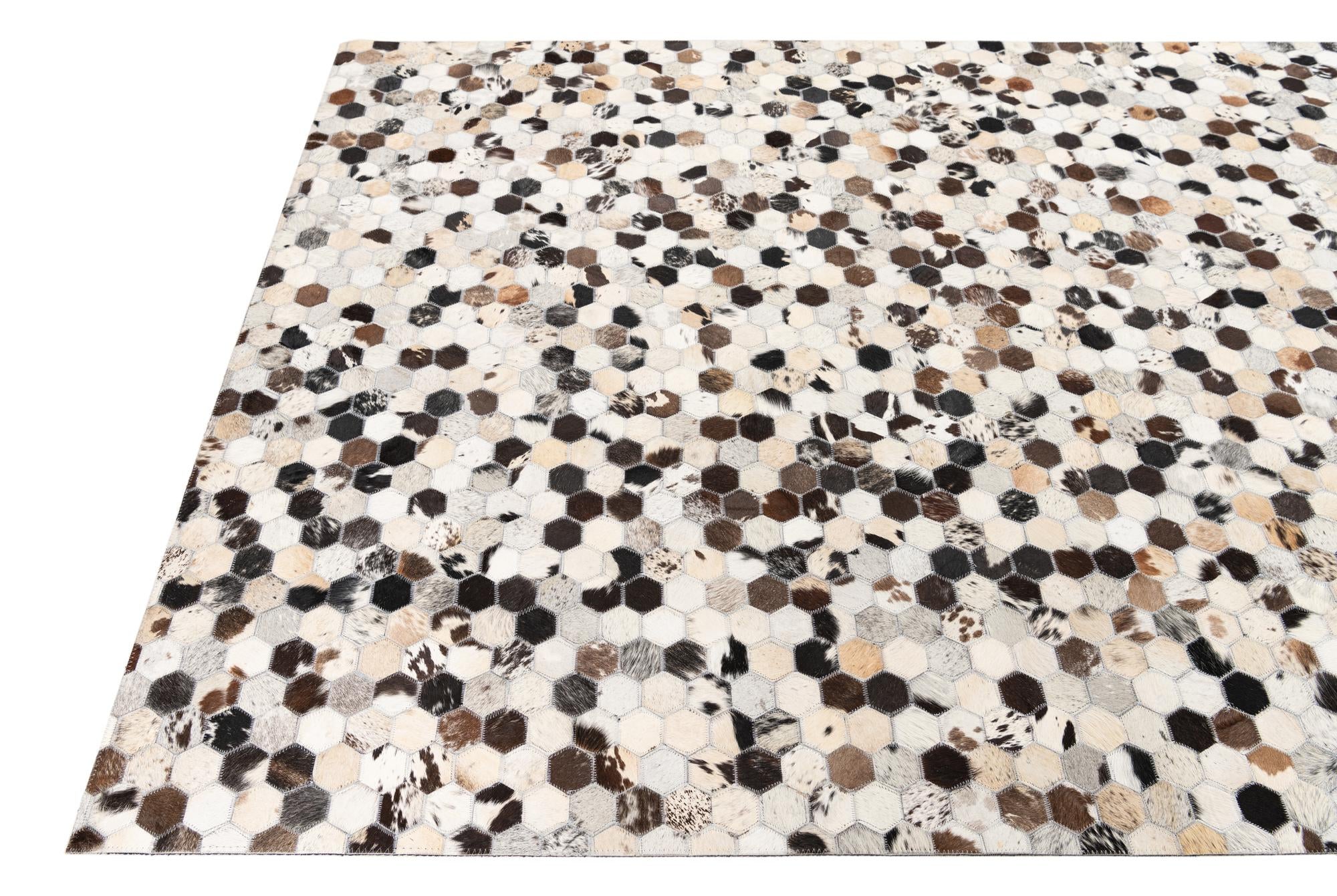 5' 1 x 8' Cowhide Leather Rug