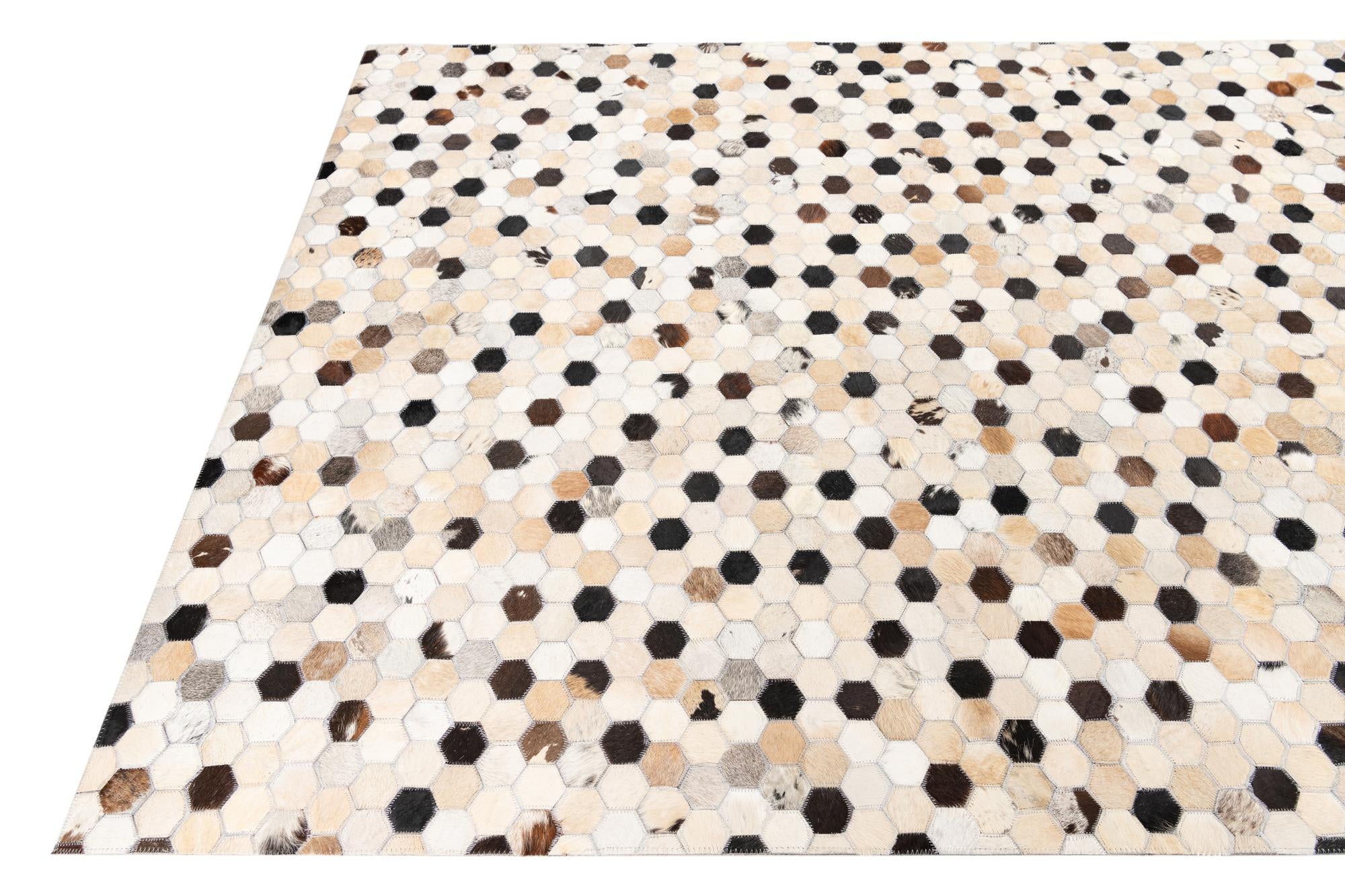 5' 1 x 8' Cowhide Leather Rug