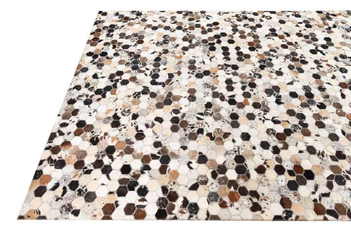 5' 1 x 8' 1 Cowhide Leather Rug