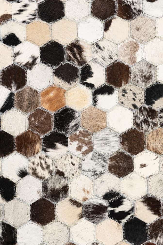 5' 1 x 8' 1 Cowhide Leather Rug