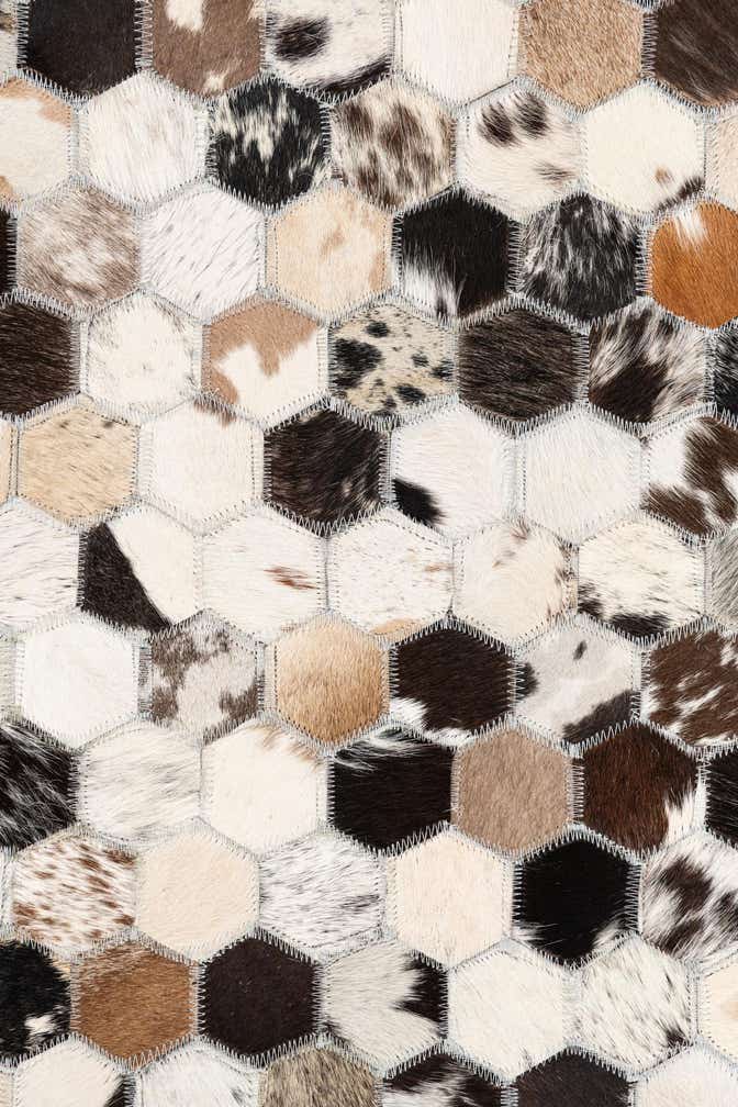 5' 1 x 8' 1 Cowhide Leather Rug