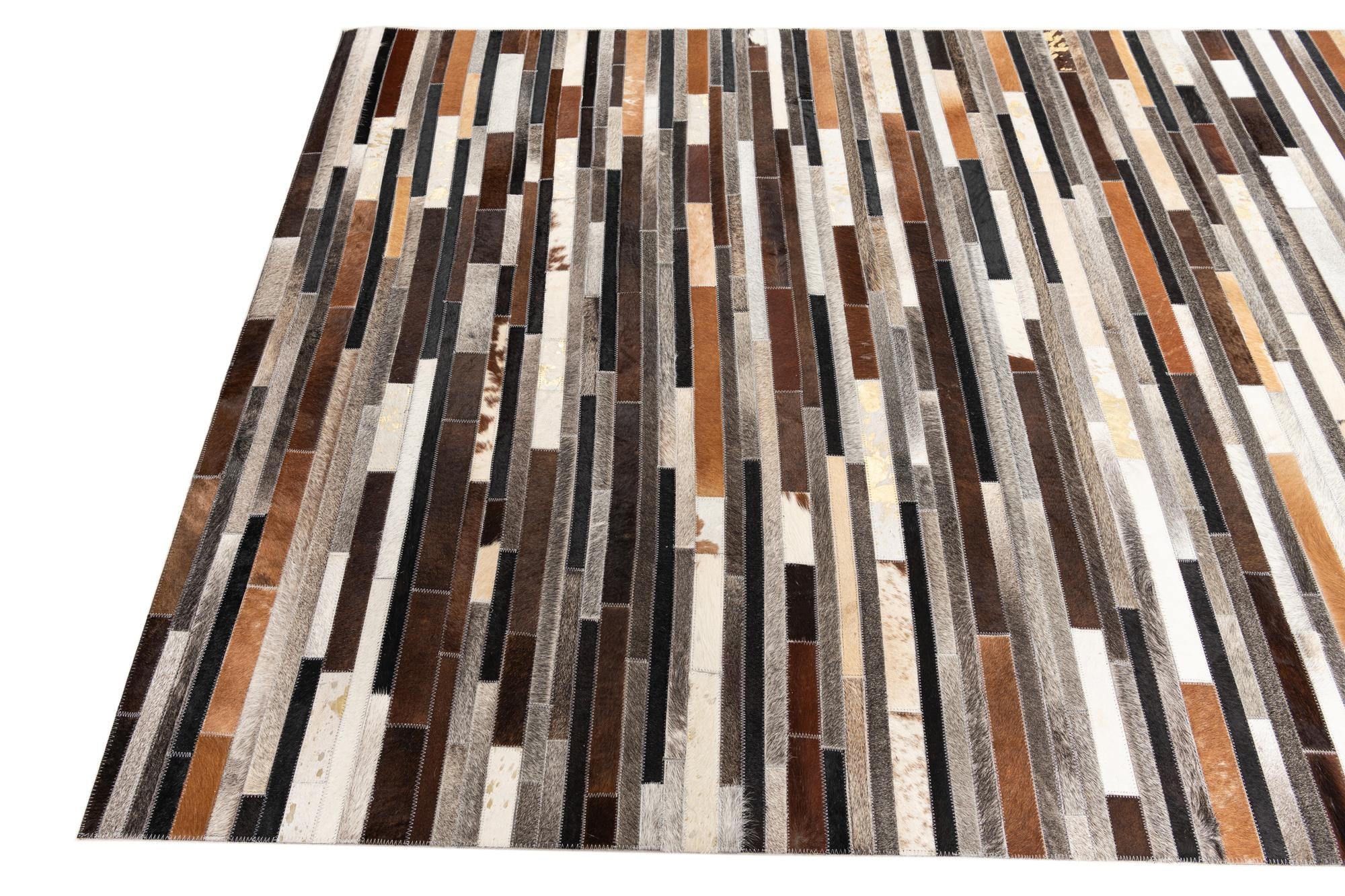 5' x 7' 9 Cowhide Leather Rug