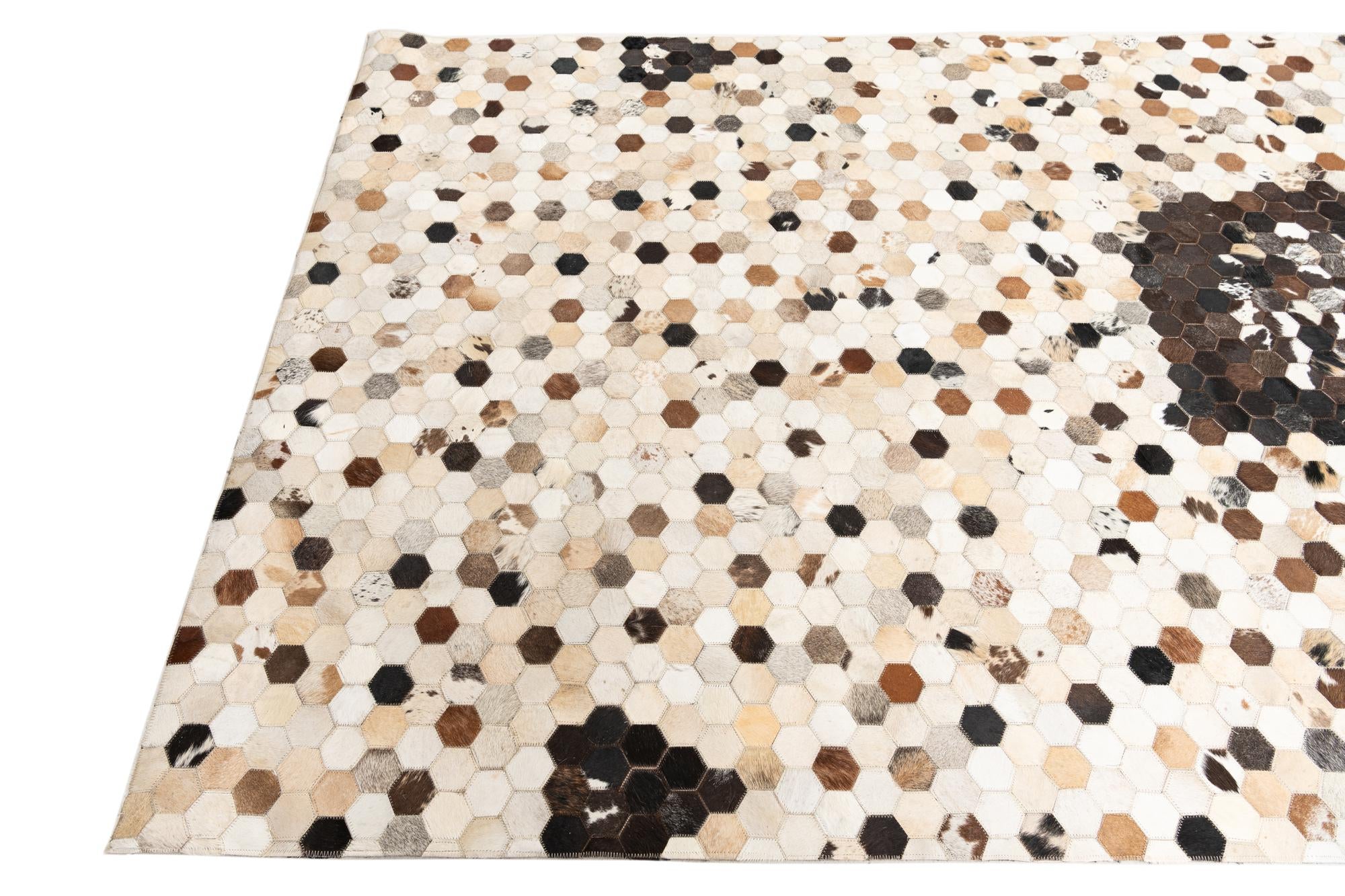 5' x 7' 10 Cowhide Leather Rug